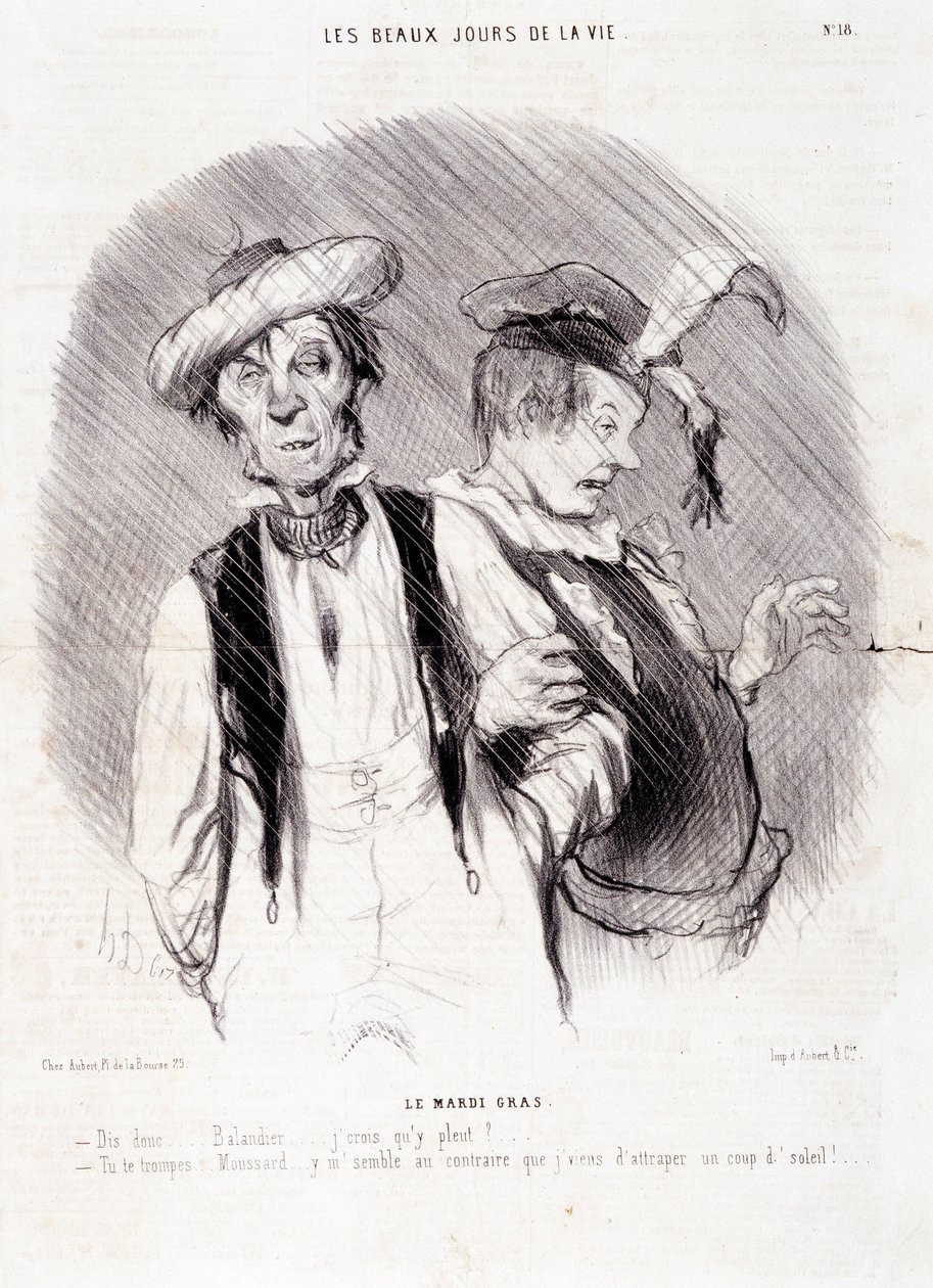 Rajzfilm két alkoholistáról: Serie “” Les Beaux Days de la Vie””: “” Le Mardi Gras...””. Honore DAUMIER (1808-1879) metszete. Kivonat az augusztus 9-i „” Le Charivari” című újságból alkotó: Honoré Daumier