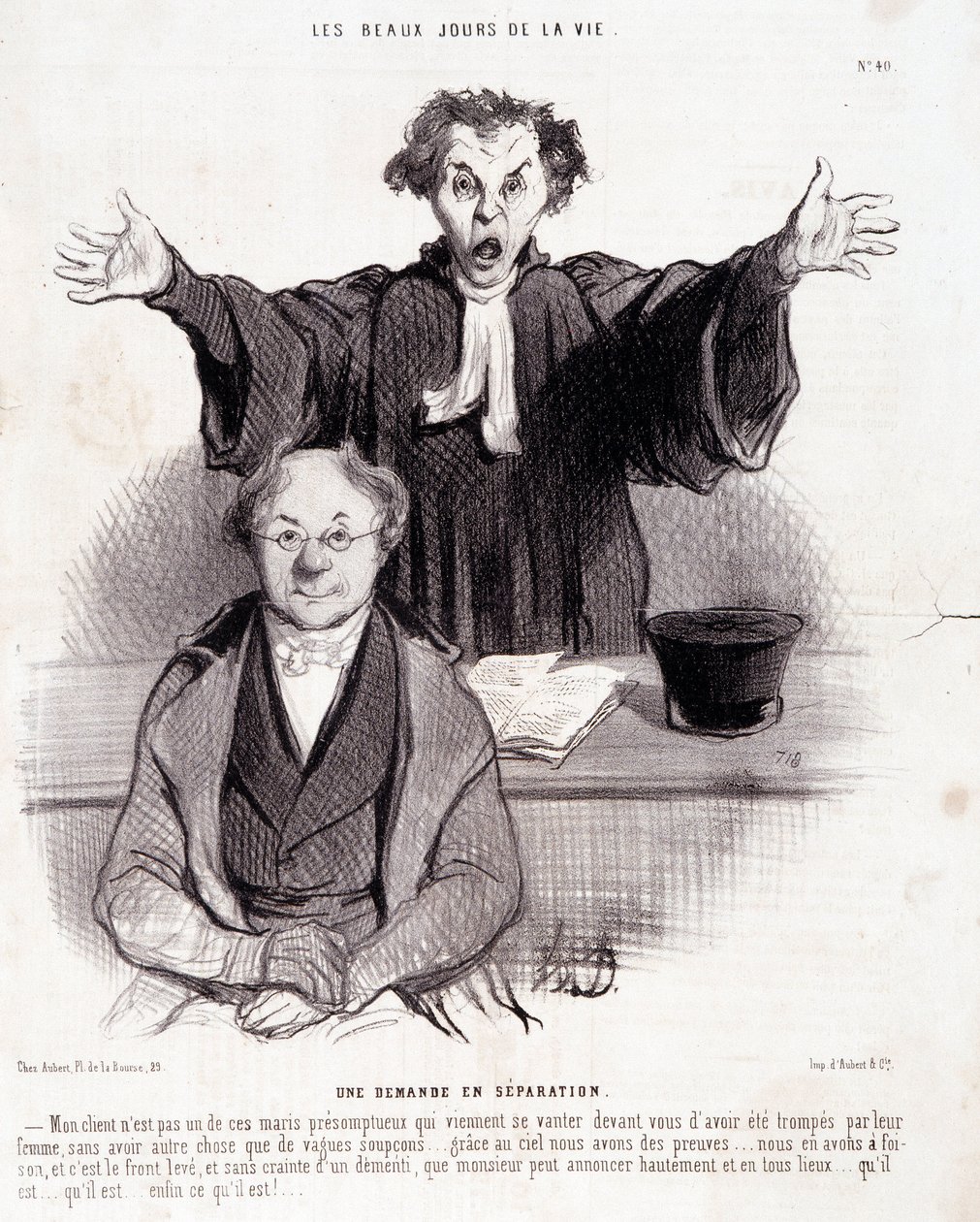 Rajzfilm a válásokról: „” Az élet szép napjai” sorozat: „” Válás kérése...””. Honore DAUMIER (1808-1879) metszete. Kivonat a „Le Charivari” című újságból, január 29 alkotó: Honoré Daumier
