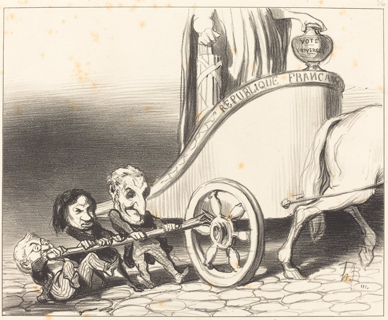 Ez a szekér mindig működni fog... alkotó: Honoré Daumier