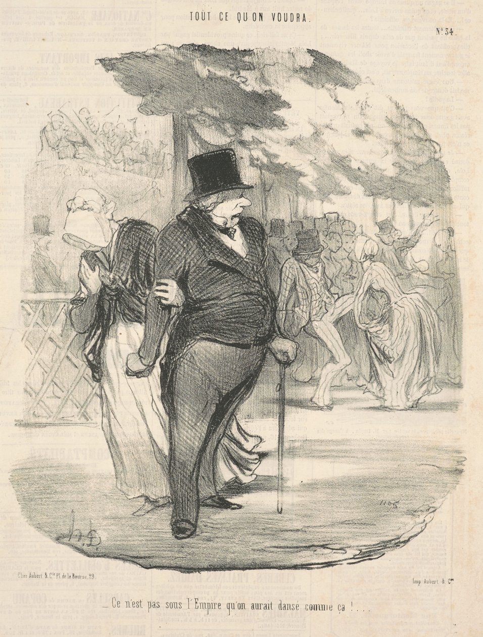Nem a birodalom alatt táncoltunk volna így!... alkotó: Honoré Daumier
