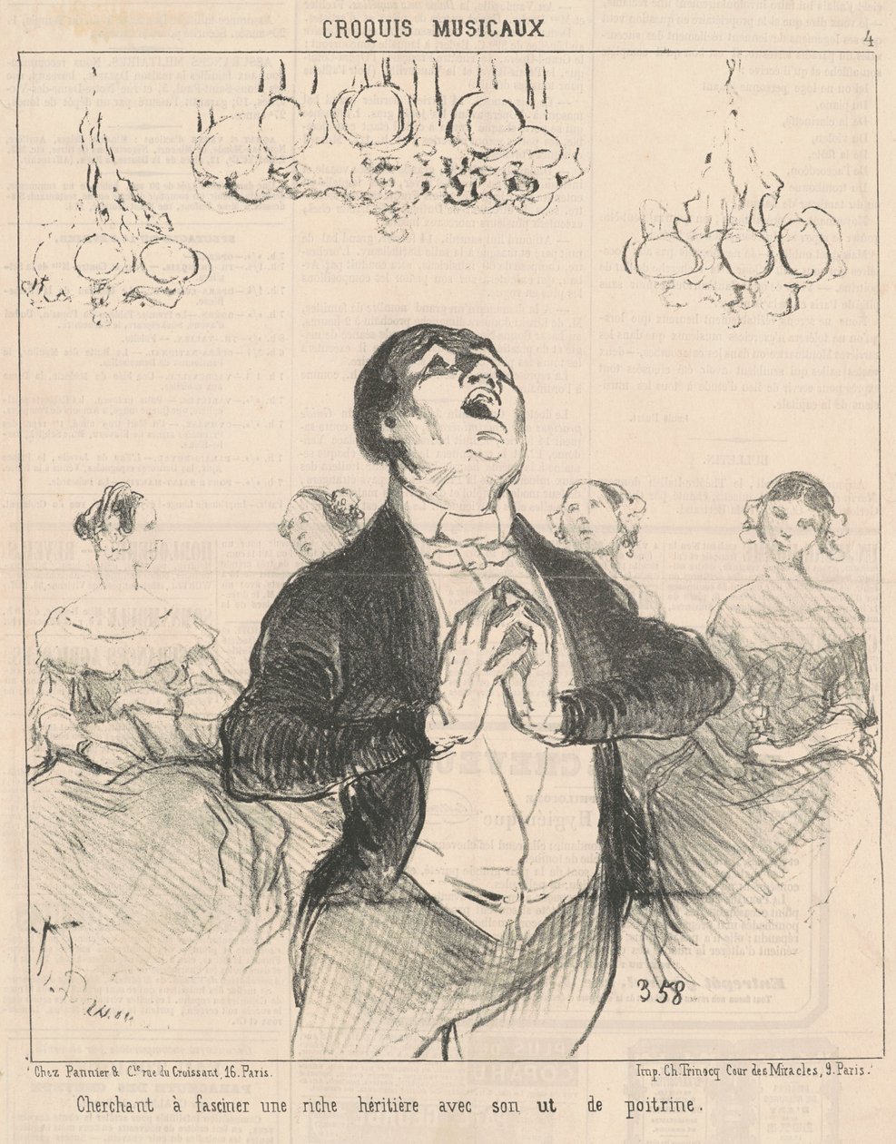 Egy gazdag ember elbűvölésére törekszik... alkotó: Honoré Daumier