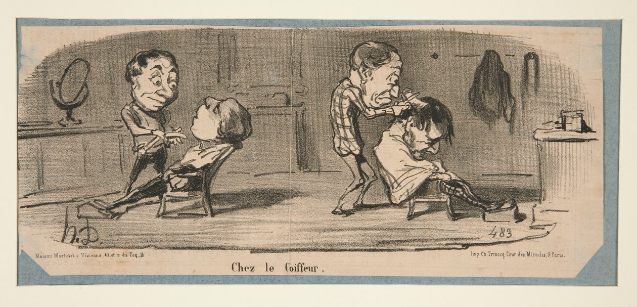 Szabónál, Fodrásznál, Charivariban, 1853. február 3., 16. és 19. alkotó: Honoré Daumier