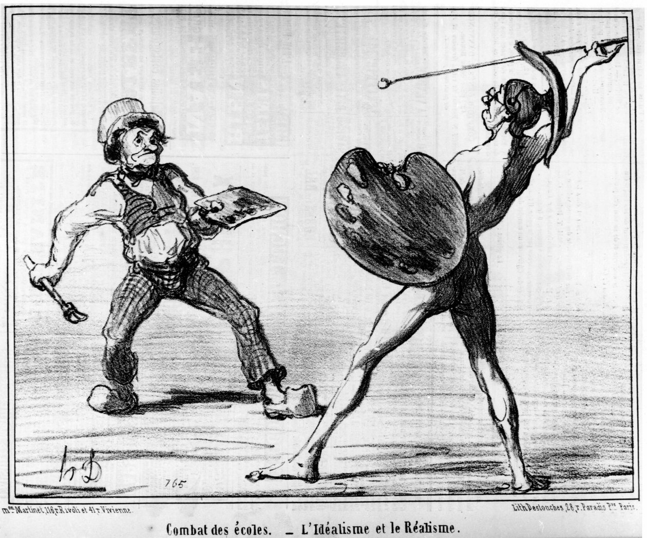 Iskolai harc. idealizmus és realizmus, a „Festmények és szalonok”, Honore Daumier (1808-1879) Rajzfilmek sorozatából. "Macskazene" alkotó: Honoré Daumier