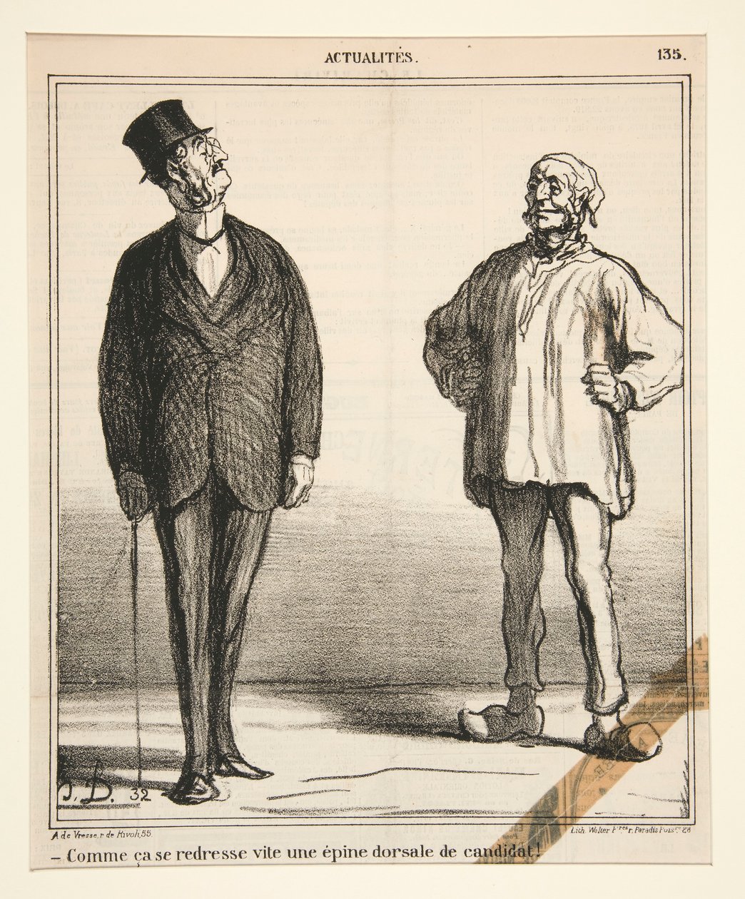 Milyen gyorsan kiegyenesedik a jelölt gerince!, az Actualitestól alkotó: Honoré Daumier