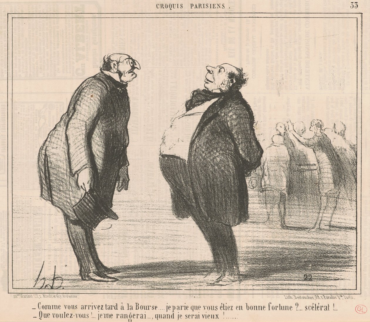 Mivel későn érkezel a tőzsdére... alkotó: Honoré Daumier
