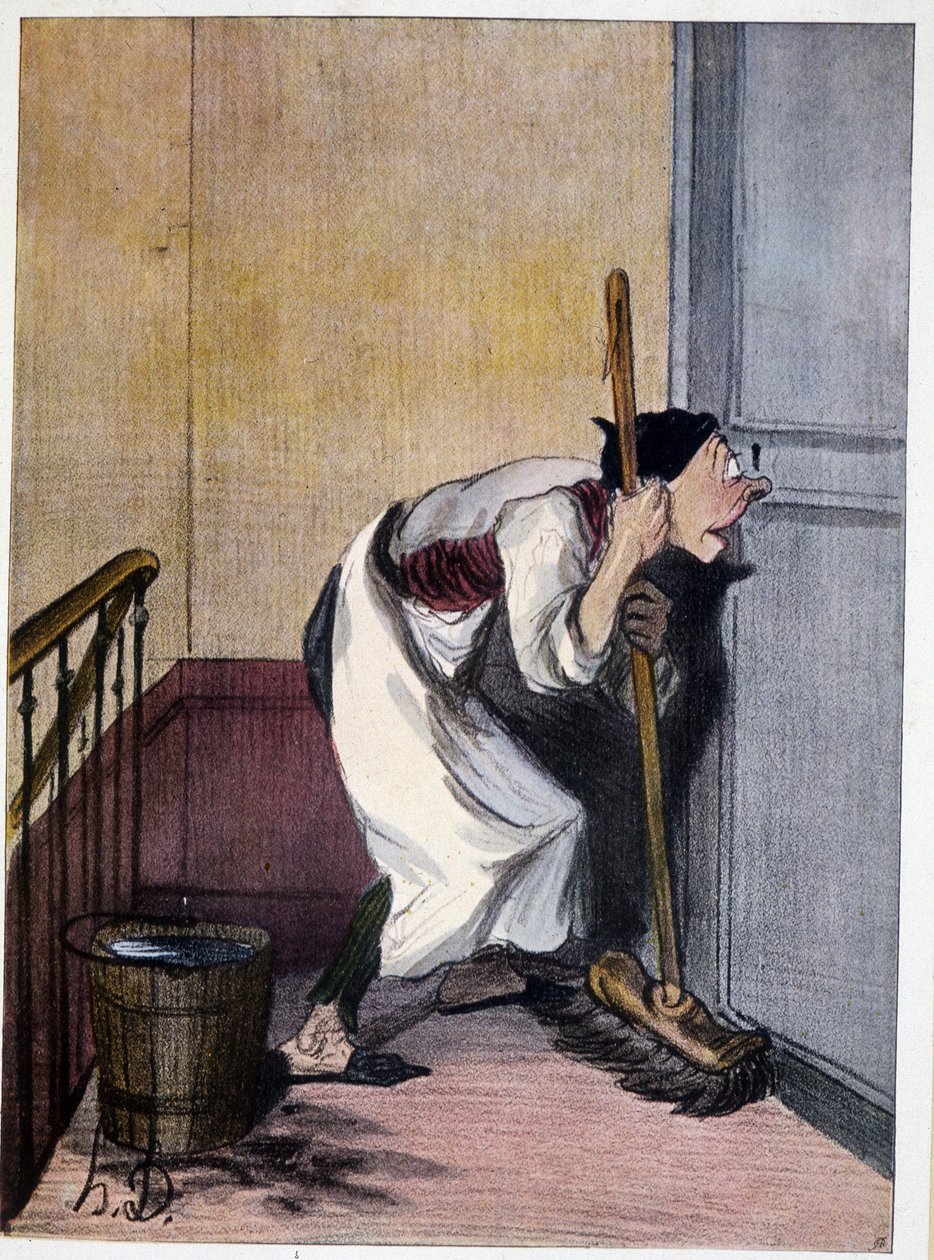 Kulcslyukon átnéző portás – Daumier rajza, n.d. 19. alkotó: Honoré Daumier