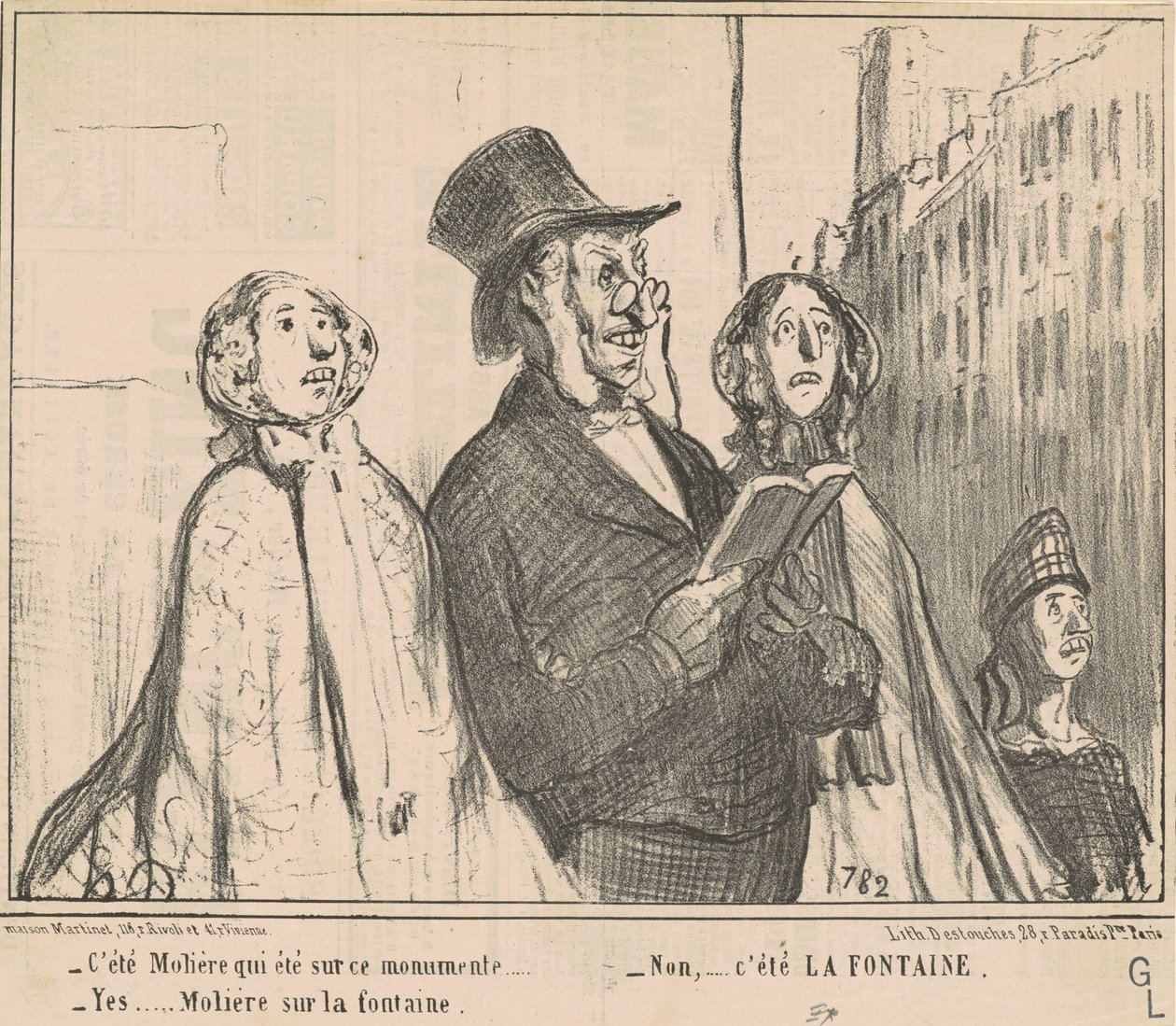 Molière volt ezen az emlékműön... alkotó: Honoré Daumier