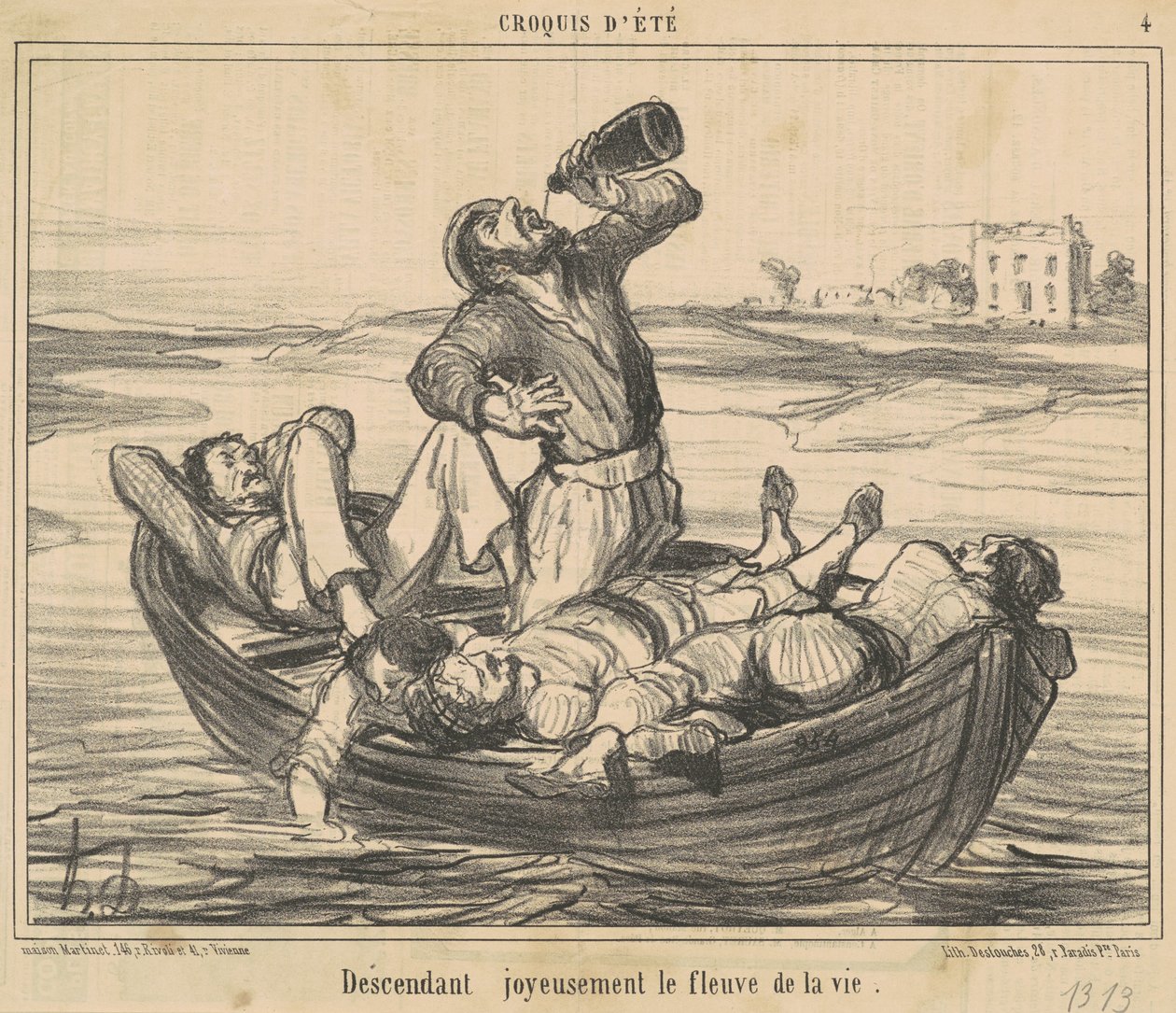 Örömteli ereszkedés az élet folyóján alkotó: Honoré Daumier