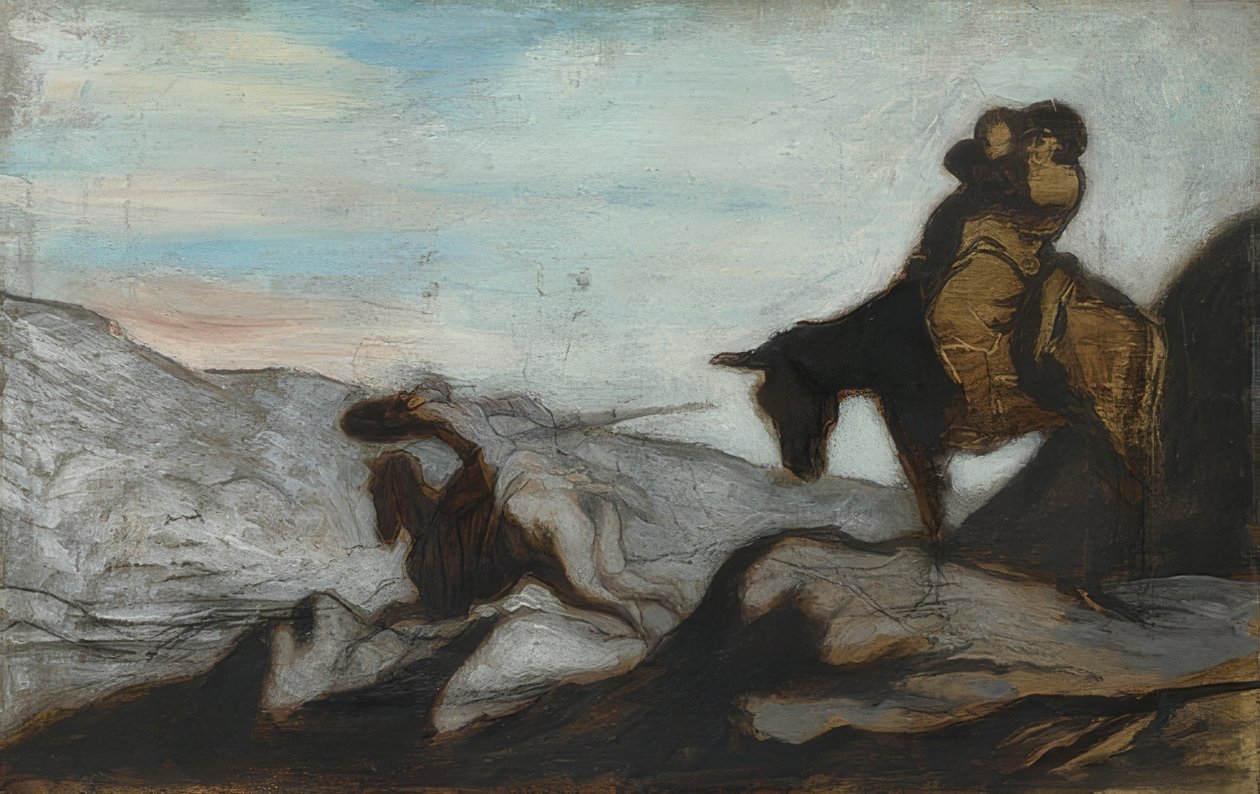 Don Quijote és Sancho Panza. 1855 körül alkotó: Honoré Daumier