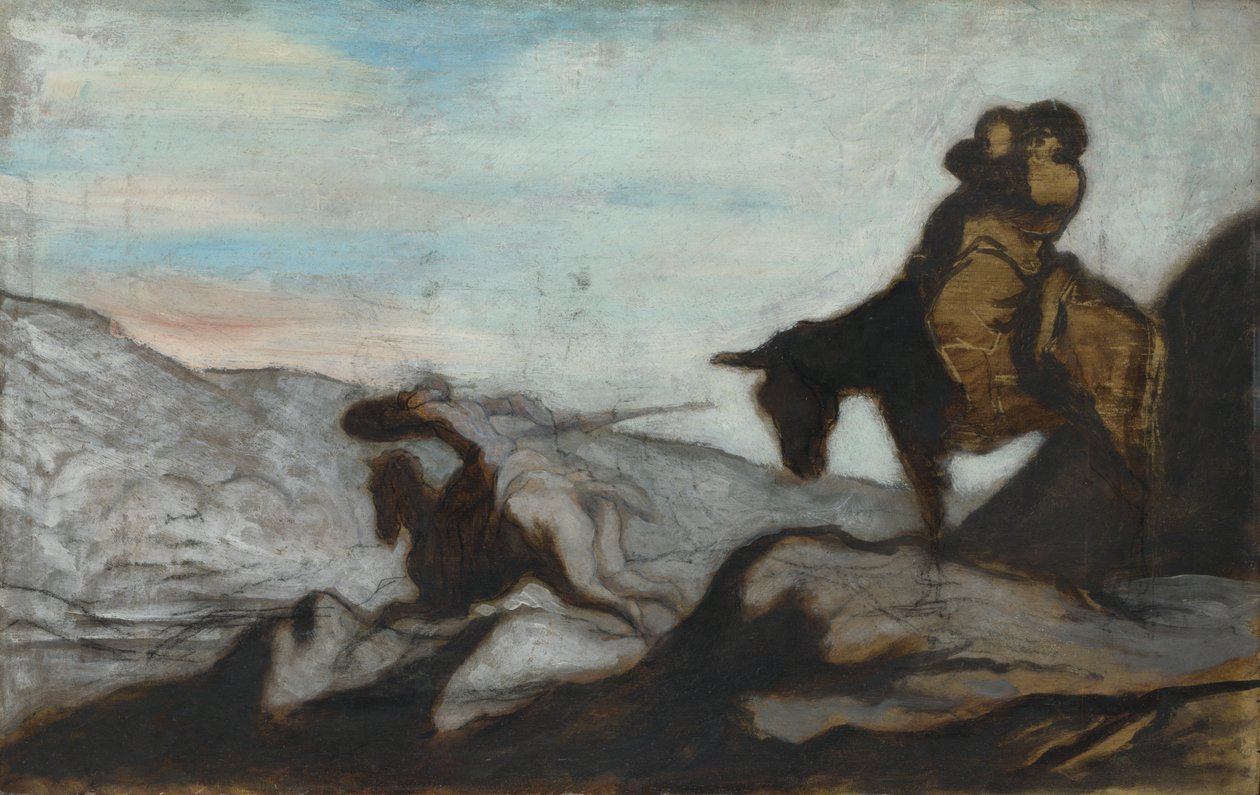 Don Quijote és Sancho Panza, 1855 körül alkotó: Honoré Daumier