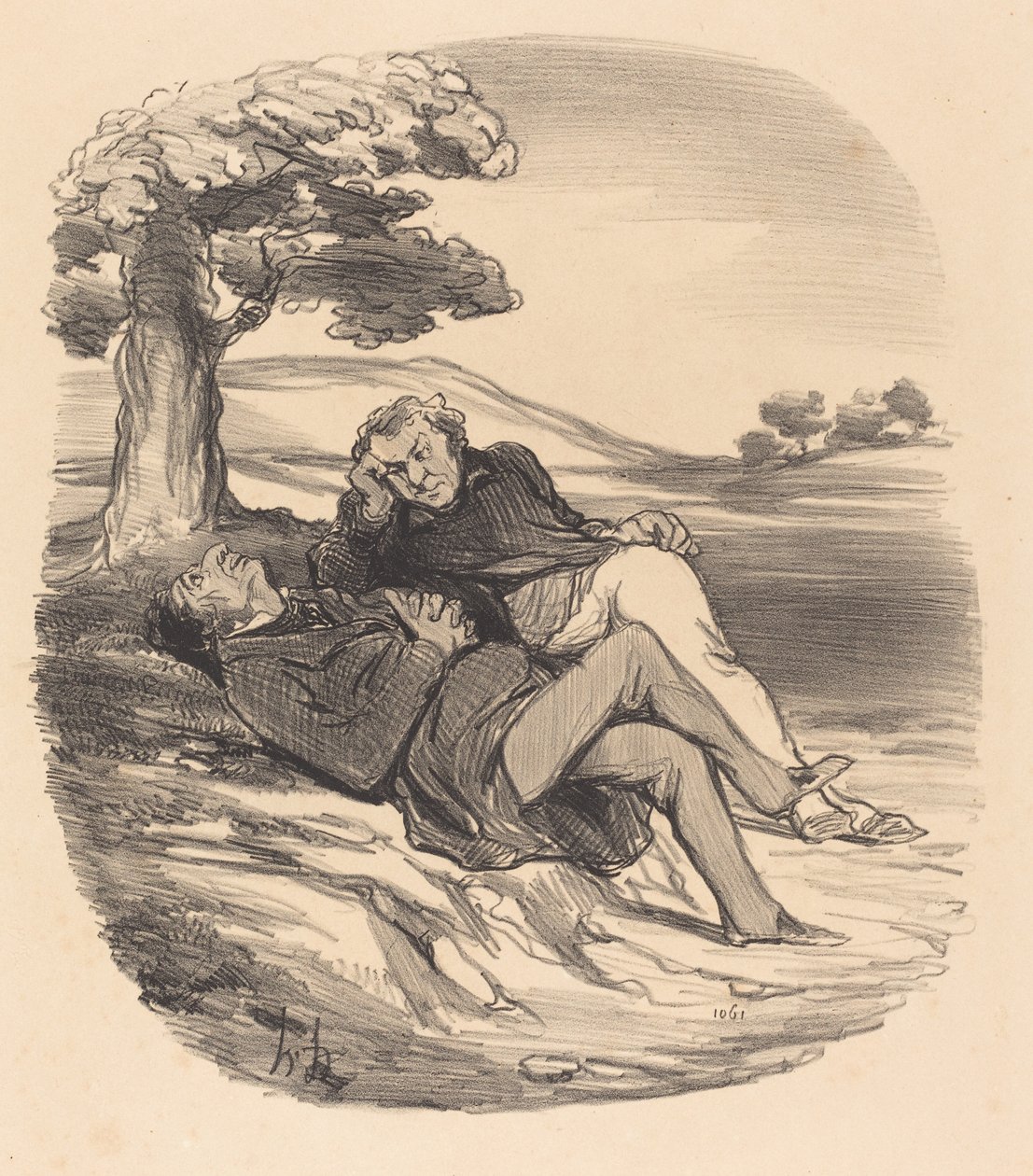 Egy nyugdíjas vasbolt édes kikapcsolódása... alkotó: Honoré Daumier