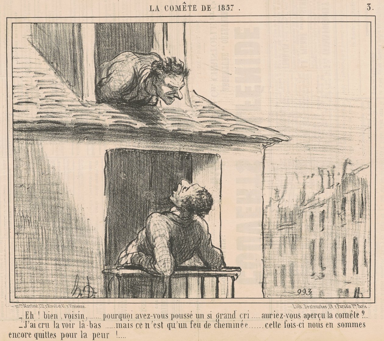 Hé! Hát szomszéd... miért lökdöstél... alkotó: Honoré Daumier