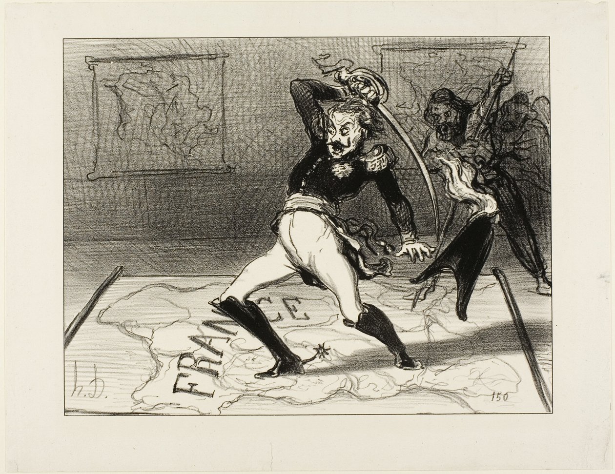 Miklós császár a kabinetjében dolgozik, 94-es tábla az Actualitésből, 1850 alkotó: Honoré Daumier