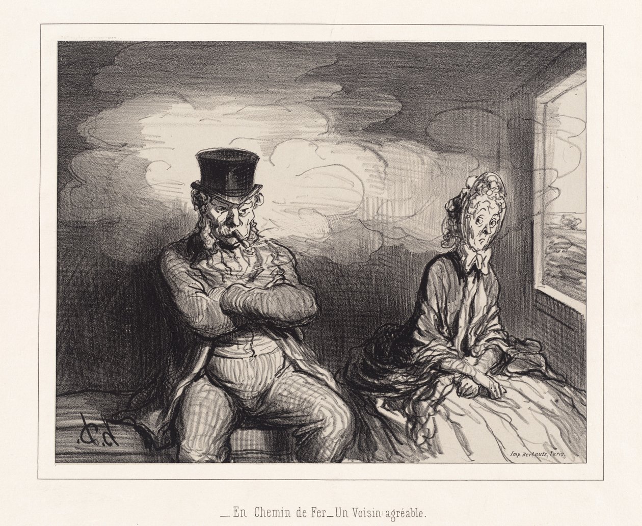 A vasúton... Egy kellemes szomszéd alkotó: Honoré Daumier