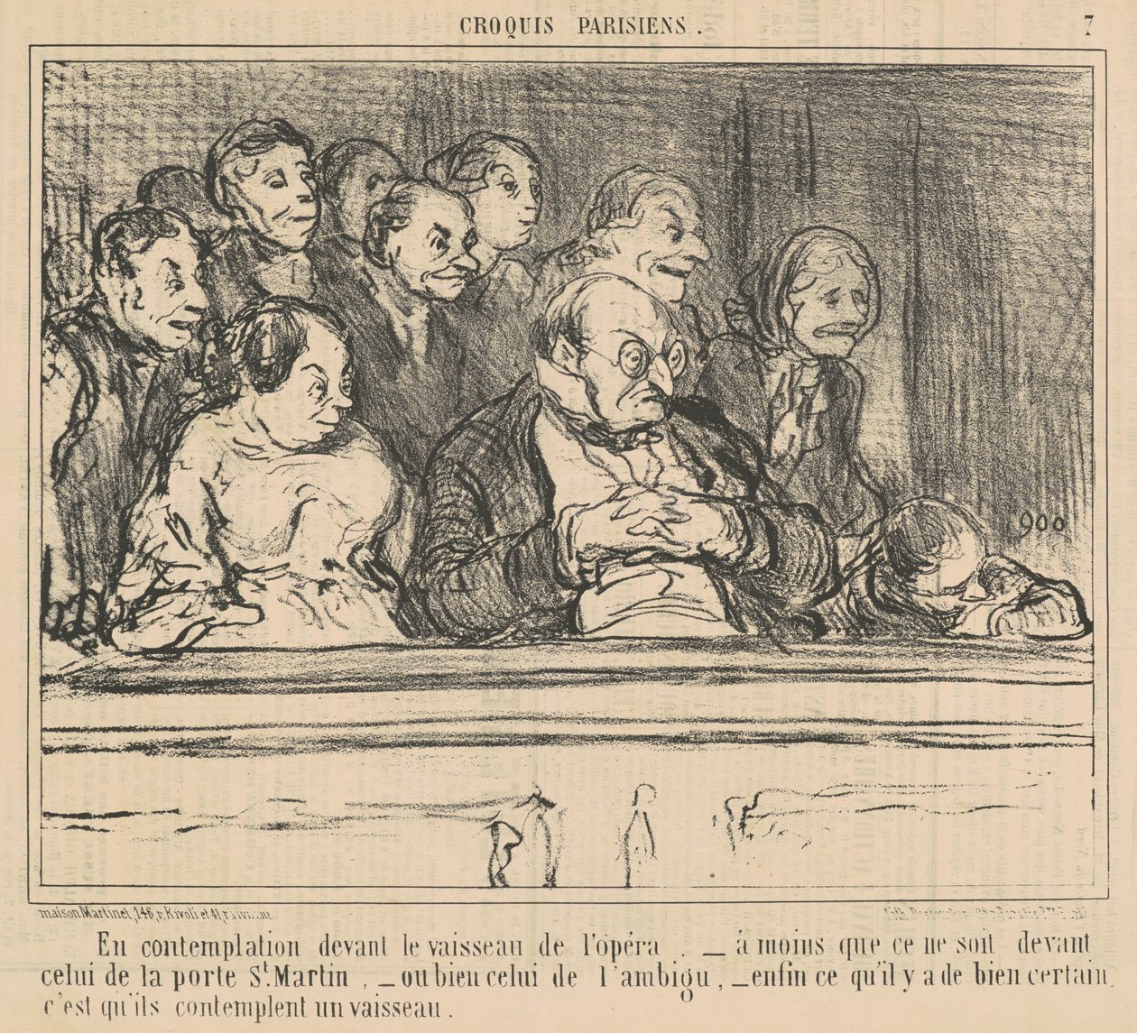 Elmélkedésben az opera hajója előtt alkotó: Honoré Daumier