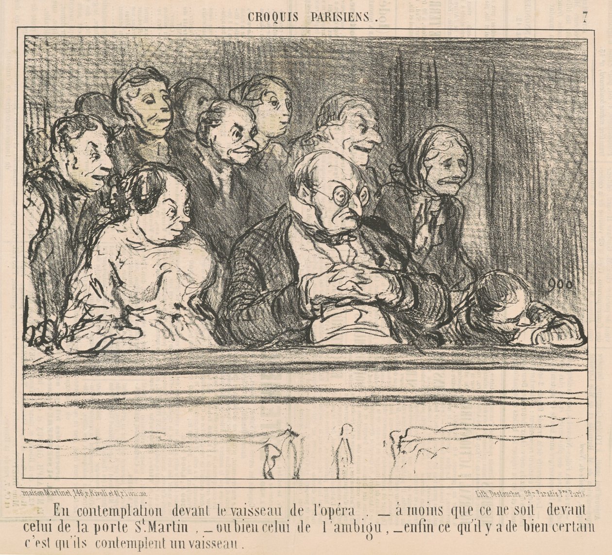 Elmélkedésben az opera hajója előtt alkotó: Honoré Daumier