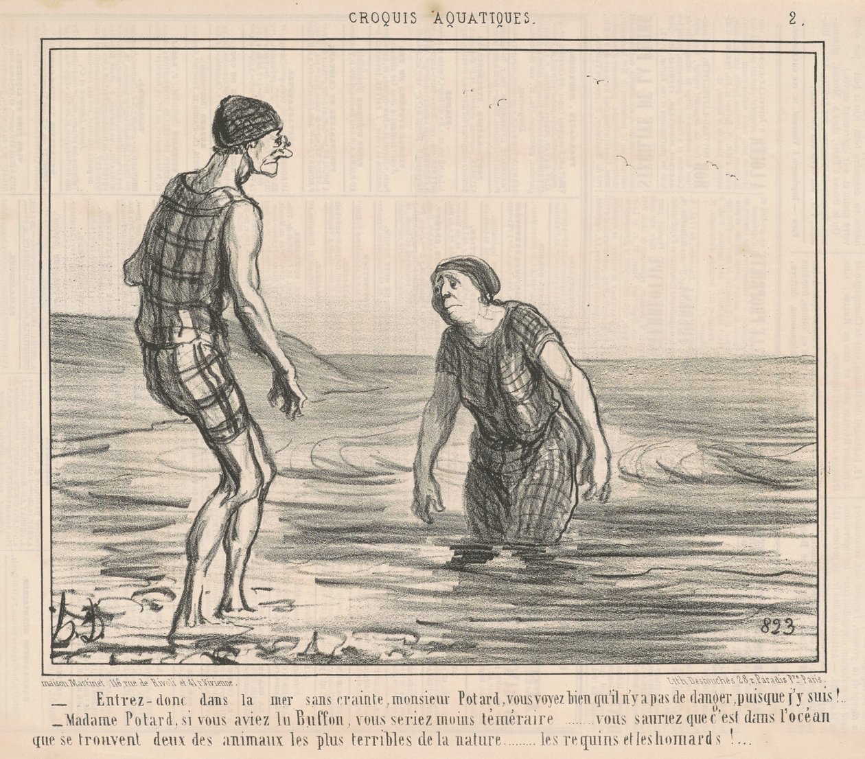 Félelem nélkül lépj be a tengerbe... alkotó: Honoré Daumier