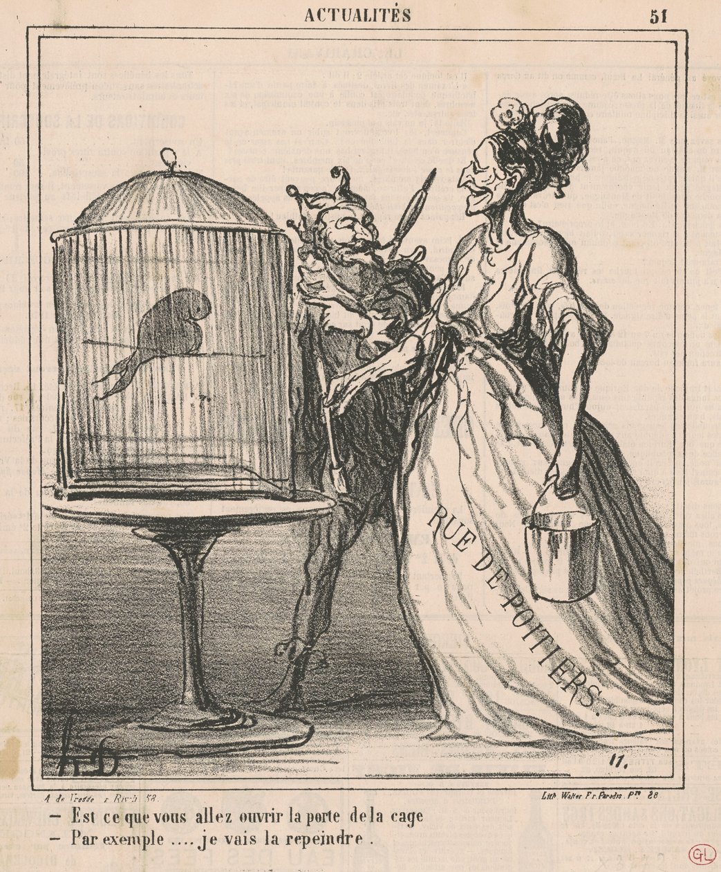 Kinyitod a ketrec ajtaját... alkotó: Honoré Daumier
