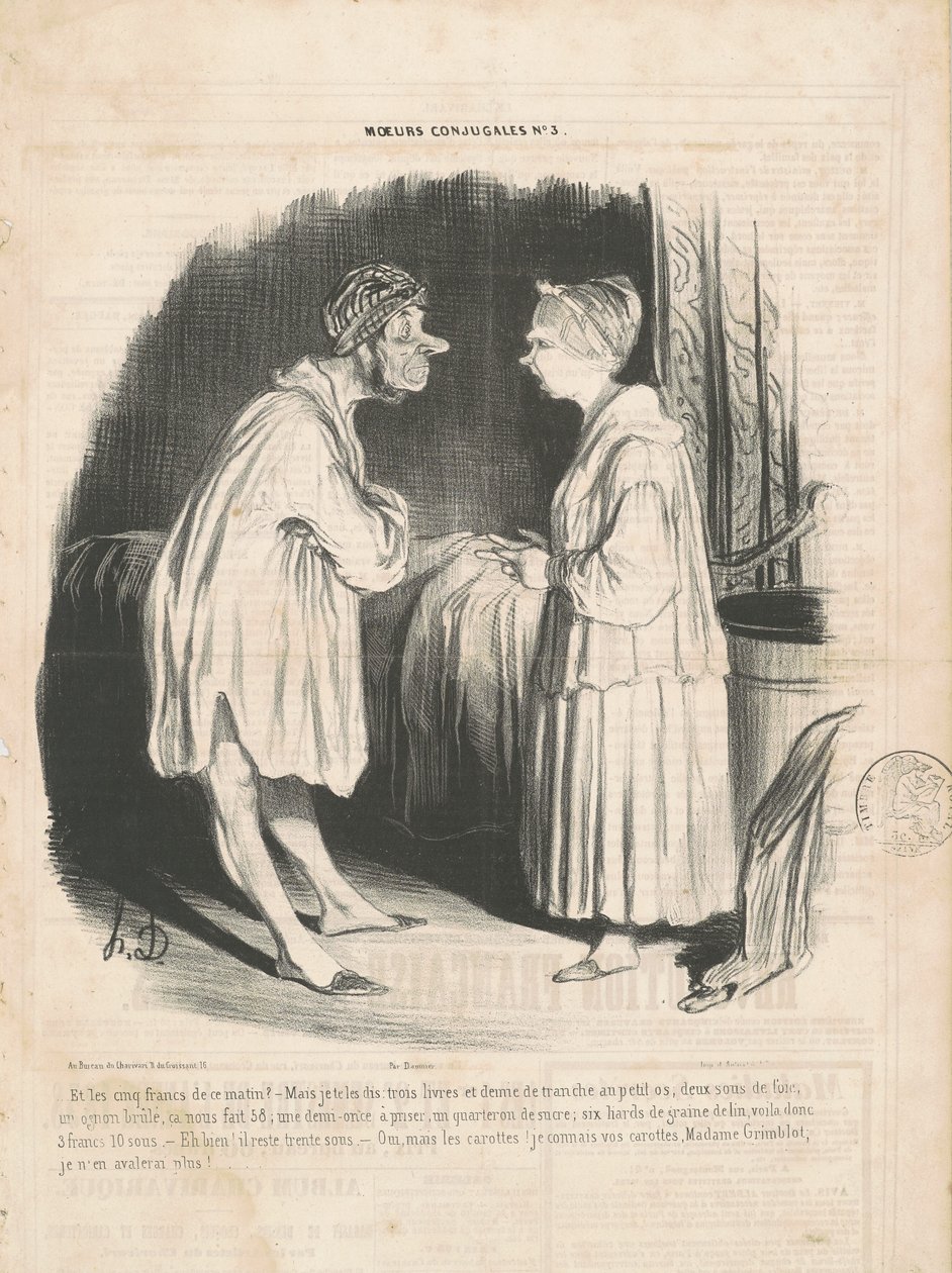 És az öt frank ma reggel? alkotó: Honoré Daumier