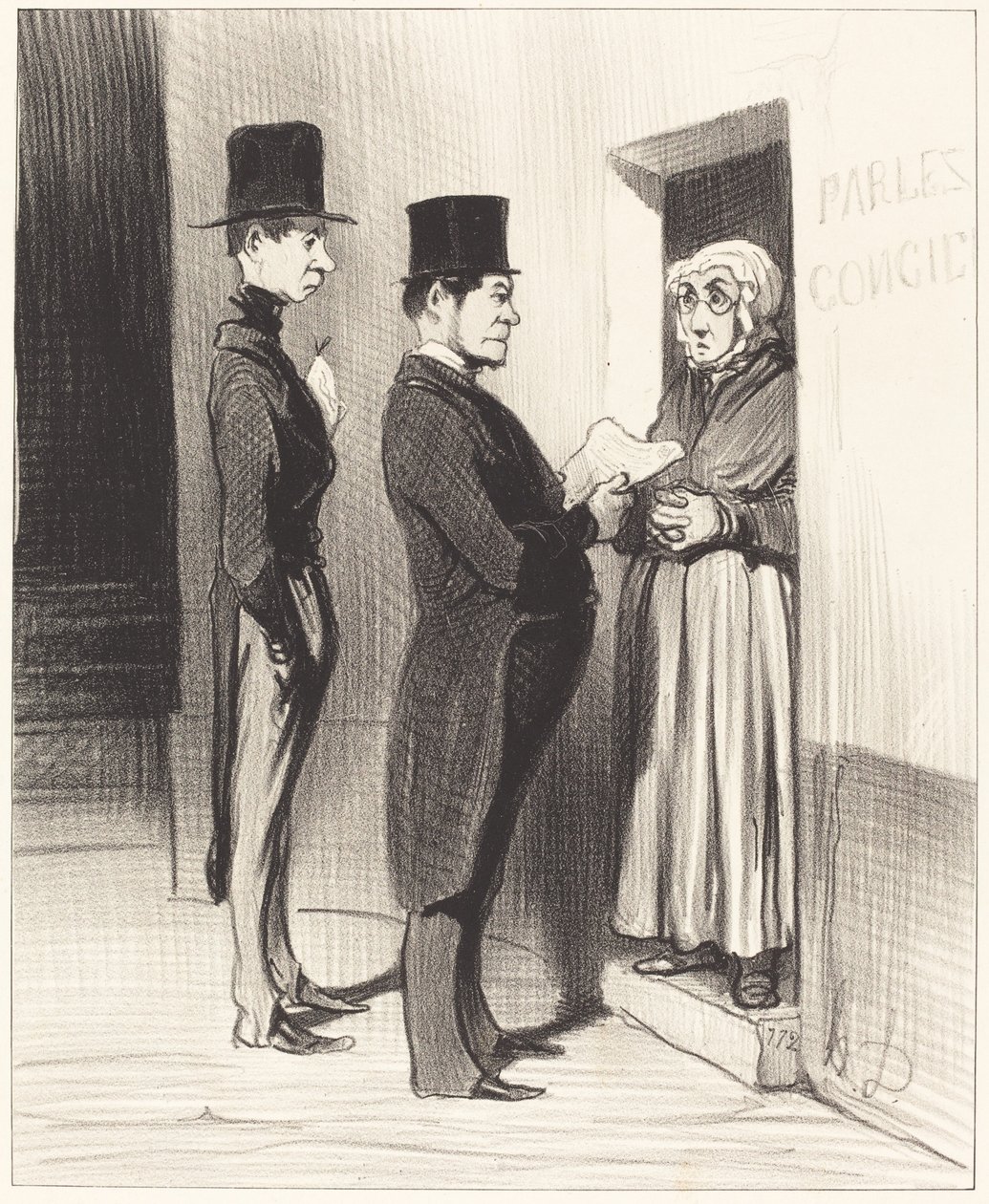És az ajtóhoz szólva így kijelentették... alkotó: Honoré Daumier