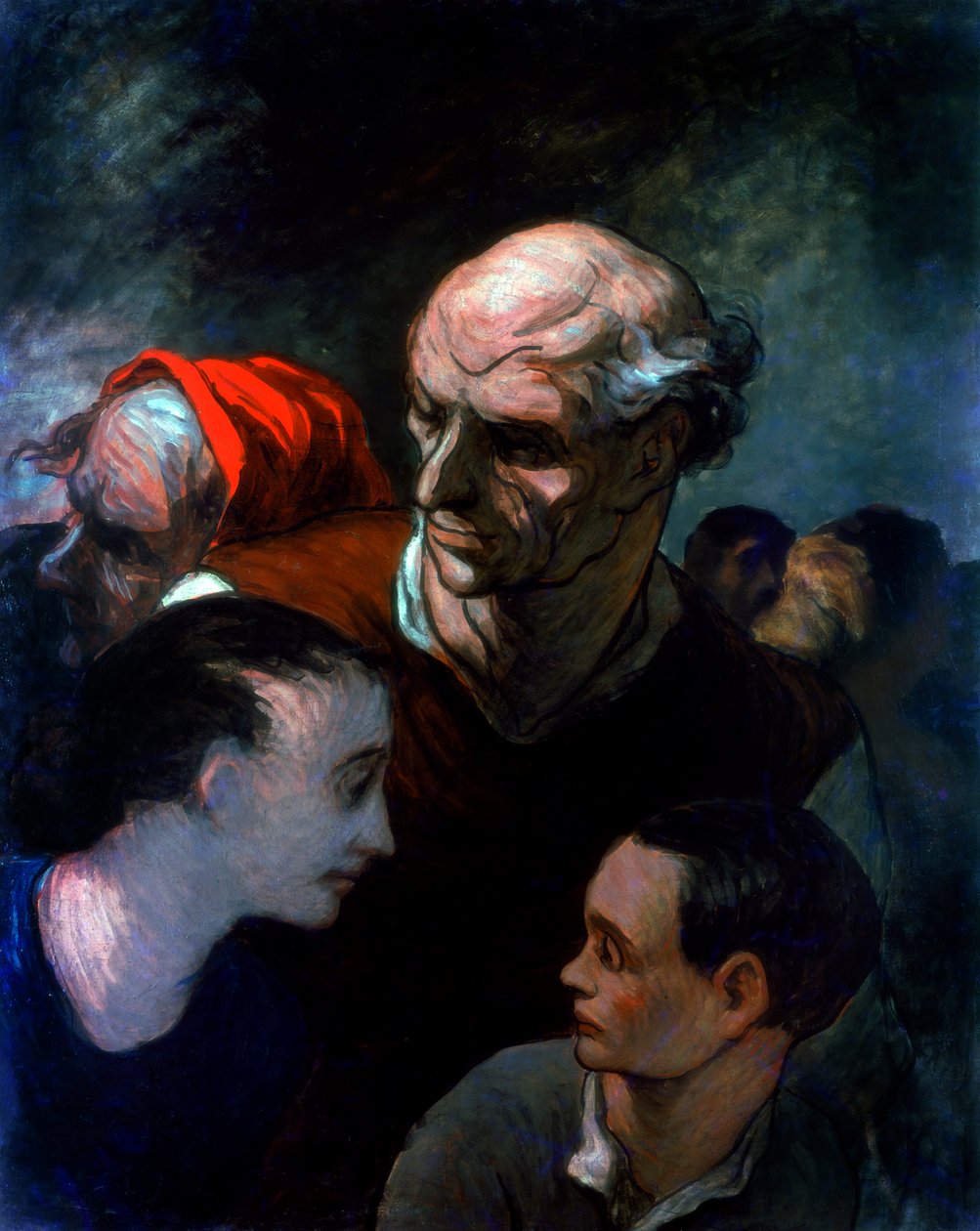 Család egy barikádon a párizsi kommün idején, 1870 alkotó: Honoré Daumier