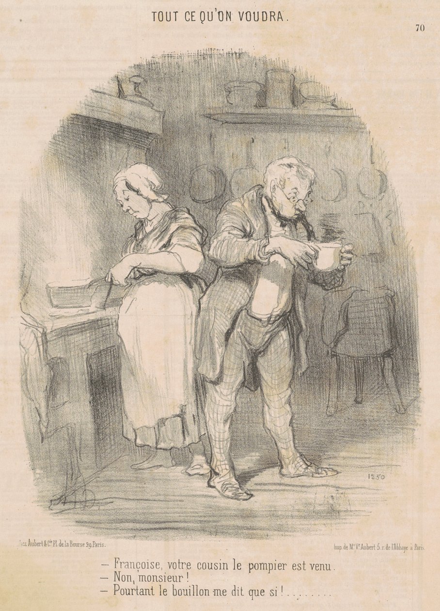 Francois, az unokatestvéred, a tűzoltó jött... alkotó: Honoré Daumier