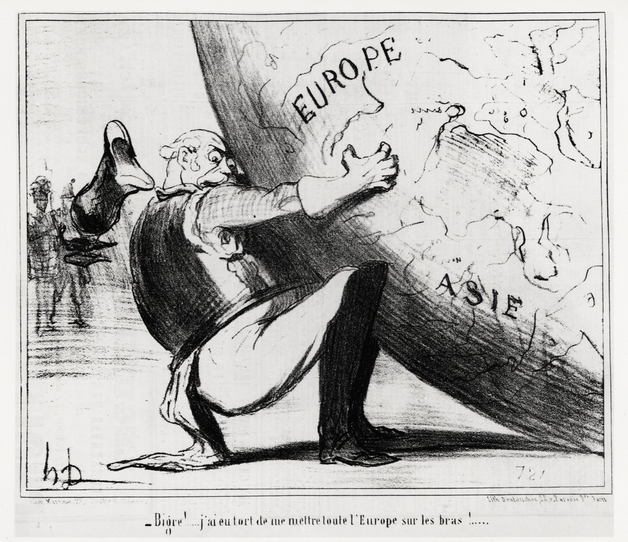 Németország: bigre!... tévedtem, amikor egész Európát a kezemre adtam. Illusztráció Honore Daumier (1808-1879), megjelent a "" Charivari" című újságban, január 25-én alkotó: Honoré Daumier
