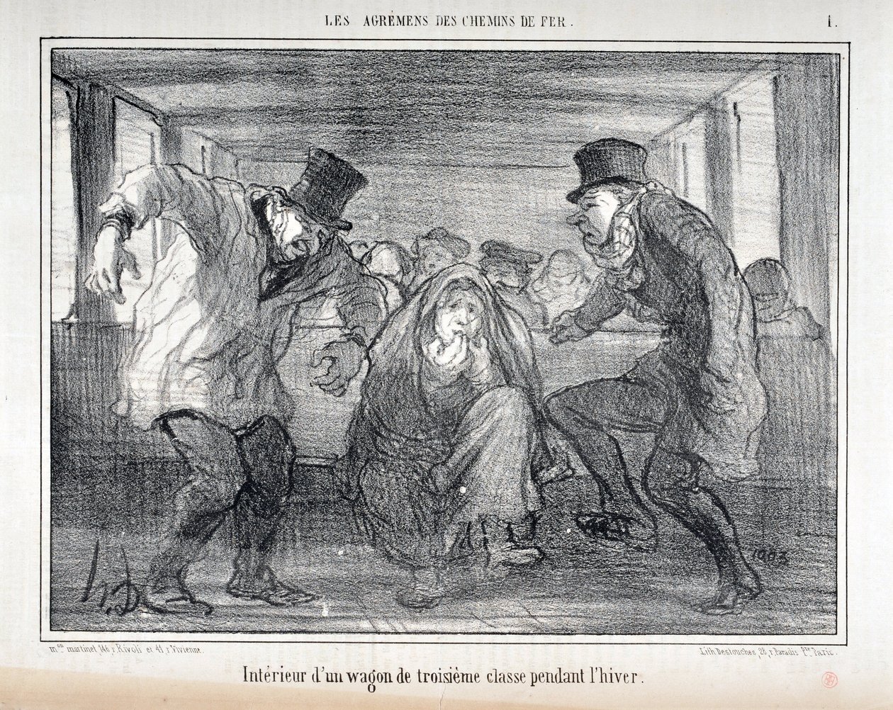 Illusztráció a "Les Agrements des Chemin de fer" sorozathoz alkotó: Honoré Daumier