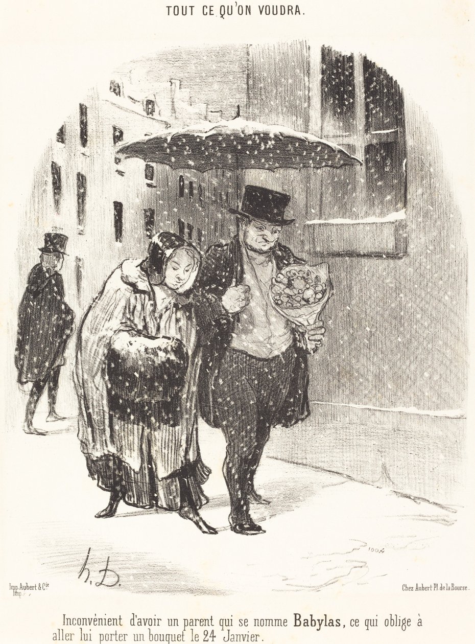 Hátránya, hogy Babylas nevű szülője van... alkotó: Honoré Daumier