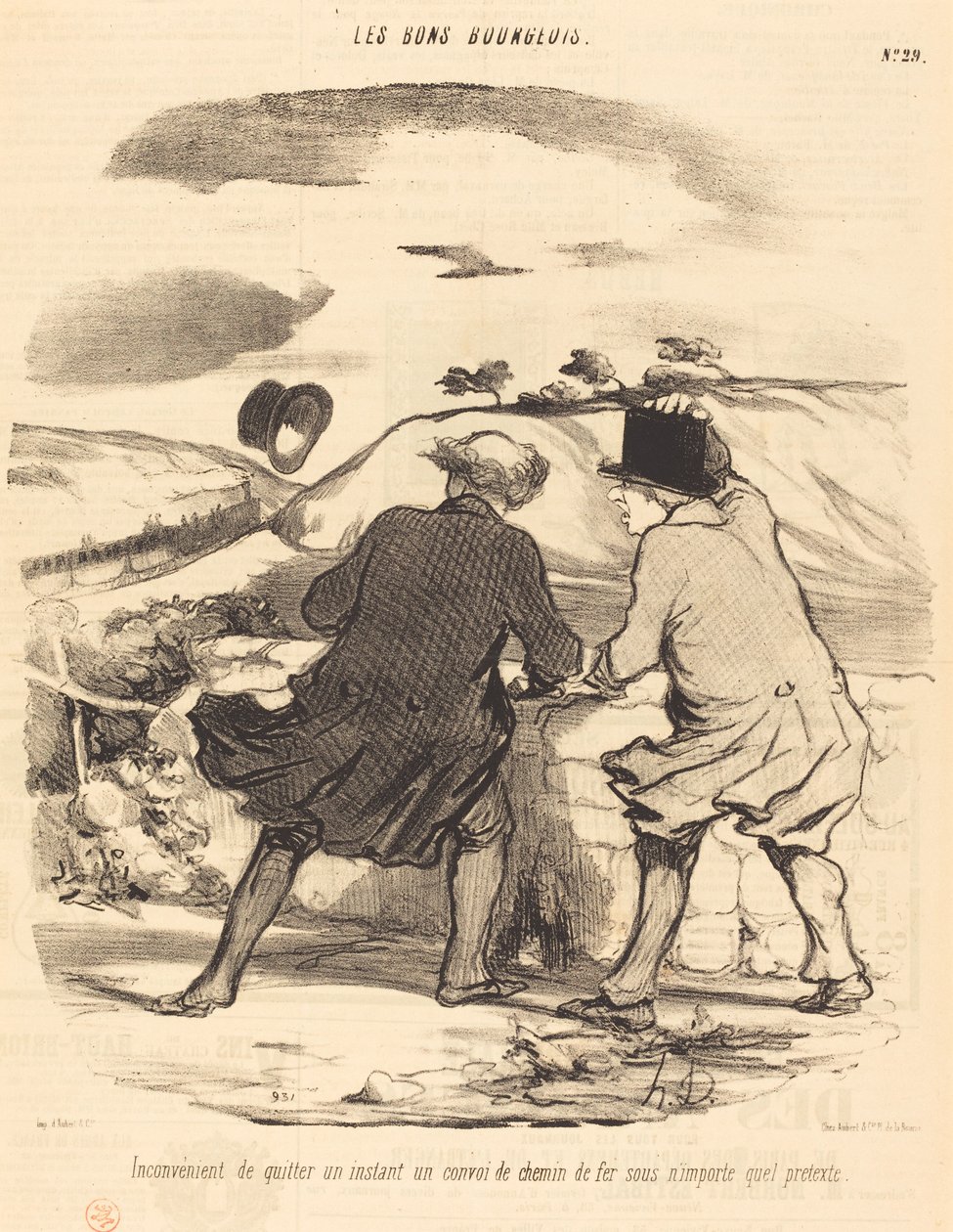 Hátránya, hogy elhagyja a vasúti konvojt... alkotó: Honoré Daumier
