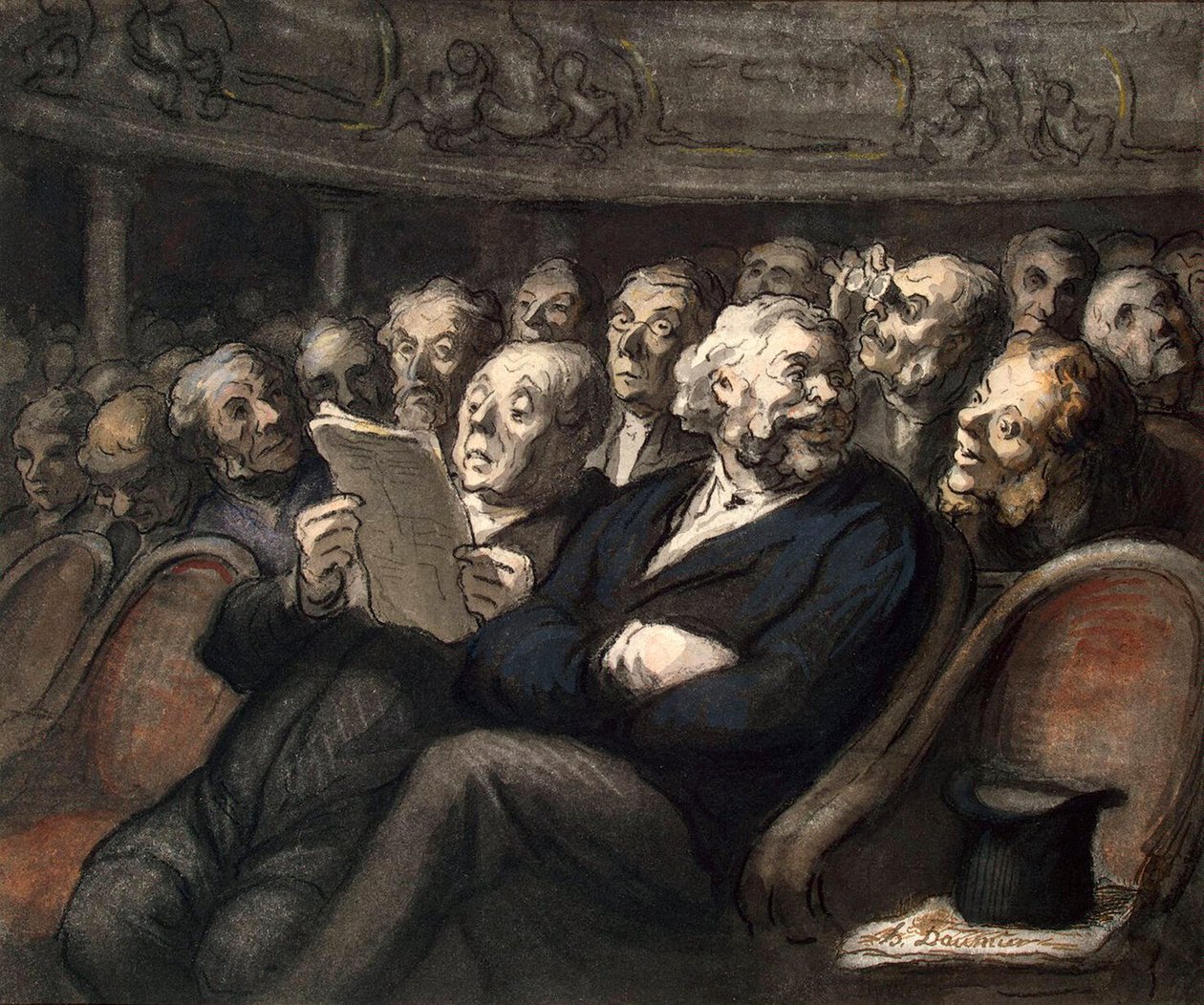 Szünet a Comédie-Française-ban, 1858. alkotó: Honoré Daumier
