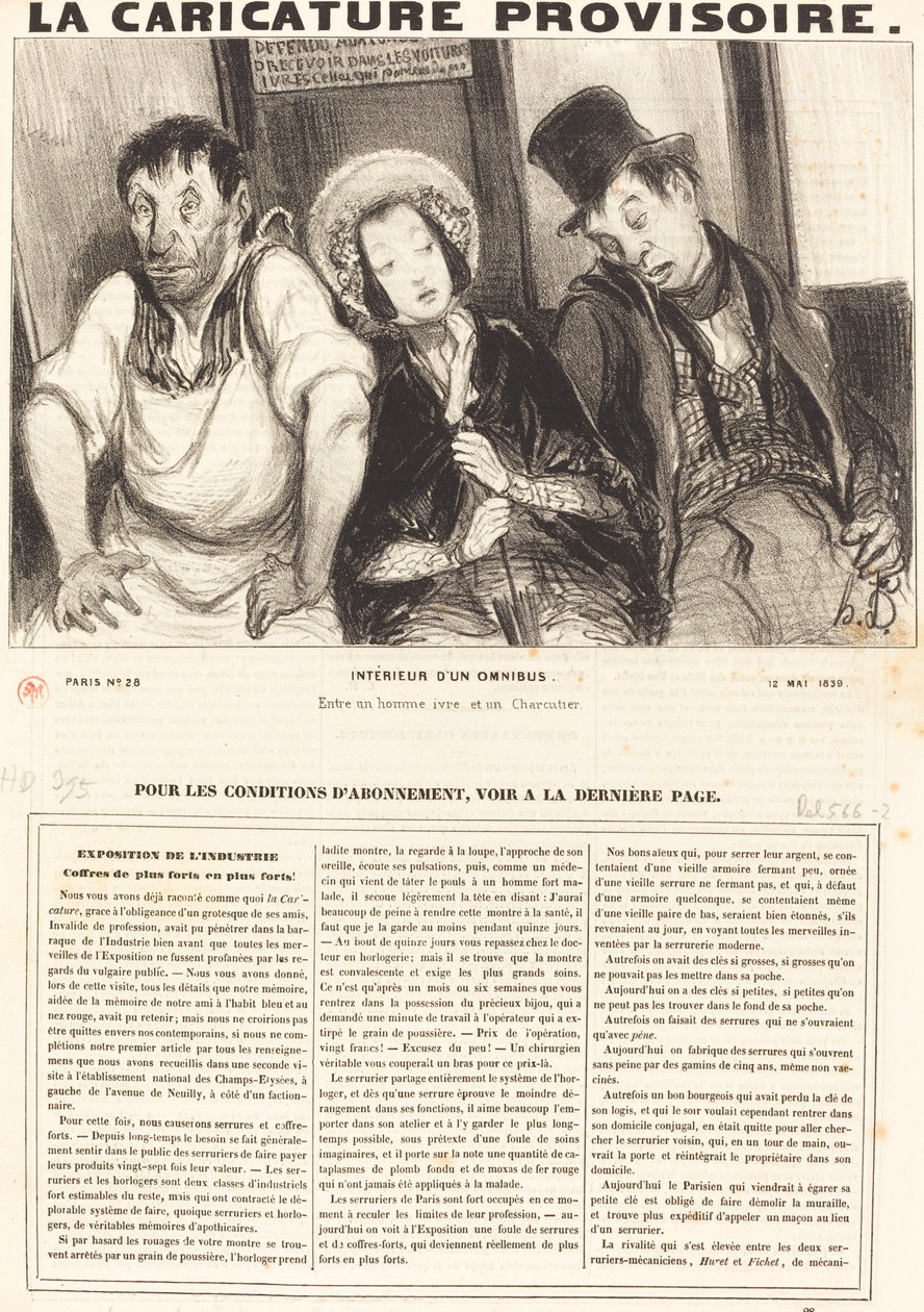 Egy omnibusz belseje alkotó: Honoré Daumier