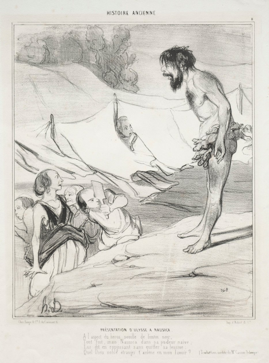 Odüsszeusz bemutatása Nauszikában alkotó: Honoré Daumier