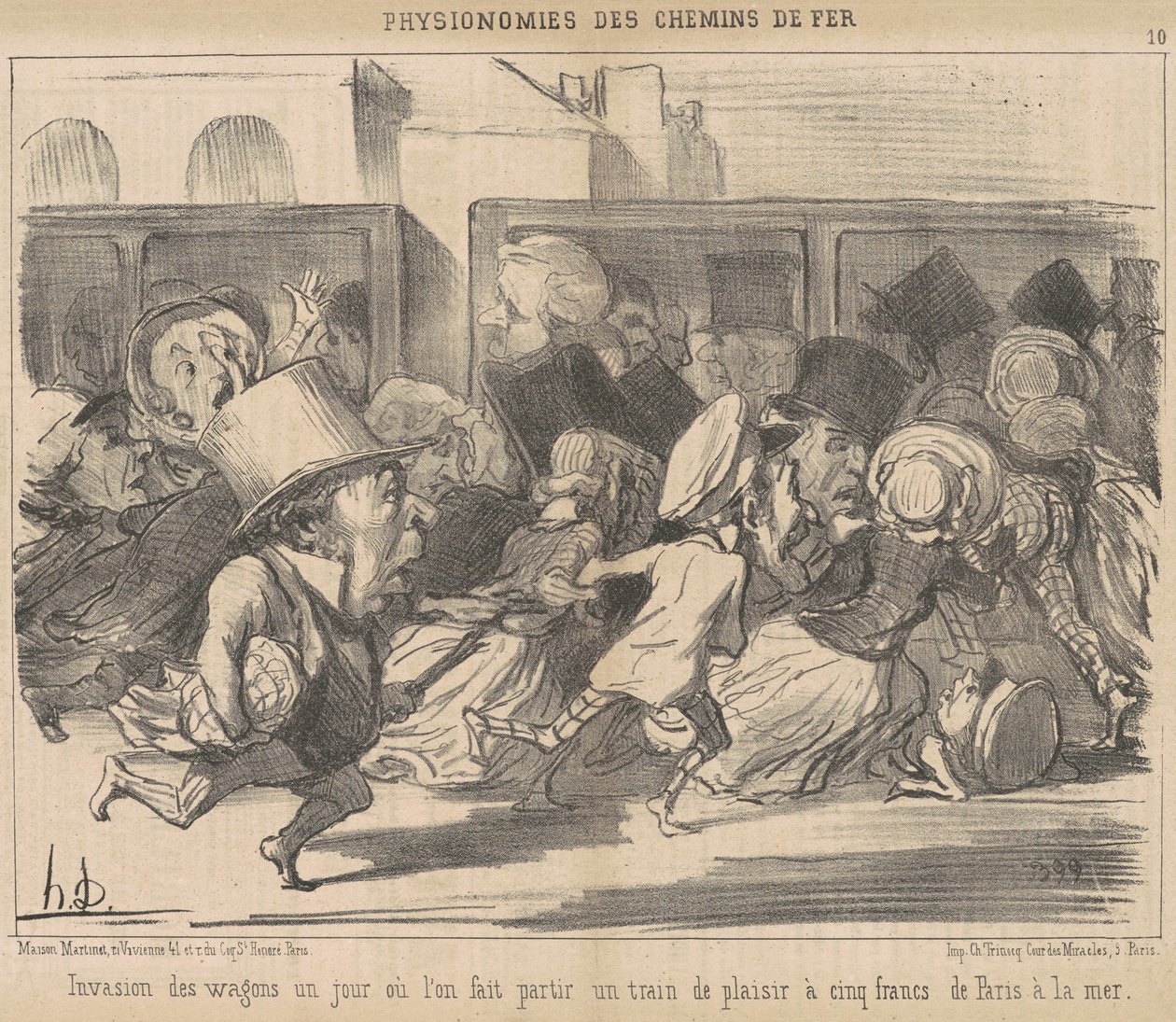 A kocsik inváziója egy napon, amikor elindulunk alkotó: Honoré Daumier