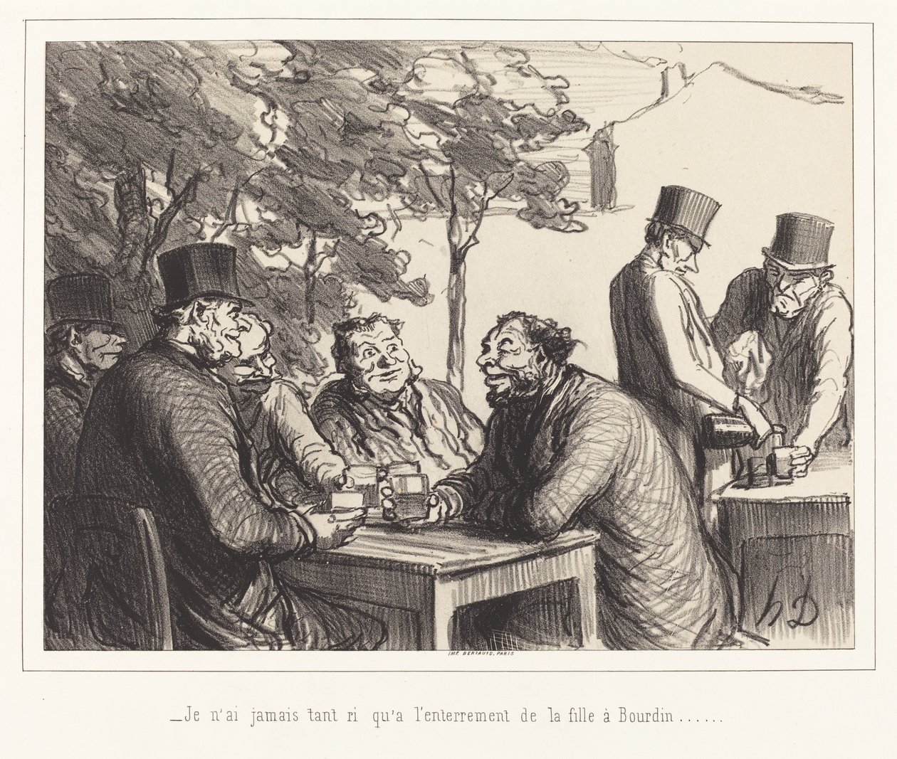 Soha nem nevettem annyit, mint Bourdin lányának temetésén... alkotó: Honoré Daumier