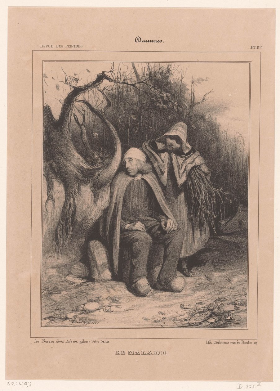 Fiatal nő beteg farmer egy ösvény mentén Le Malade (cím a tárgyon) alkotó: Honoré Daumier