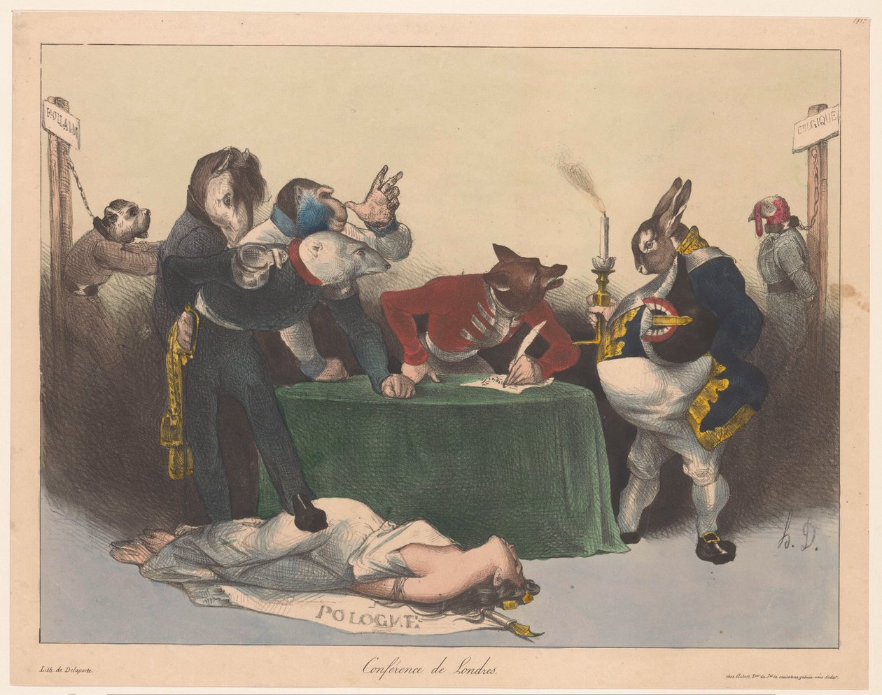 Az európai nagyhatalmak karikatúrája a londoni konferencián Conference de Londonres (cím az objektumon) alkotó: Honoré Daumier