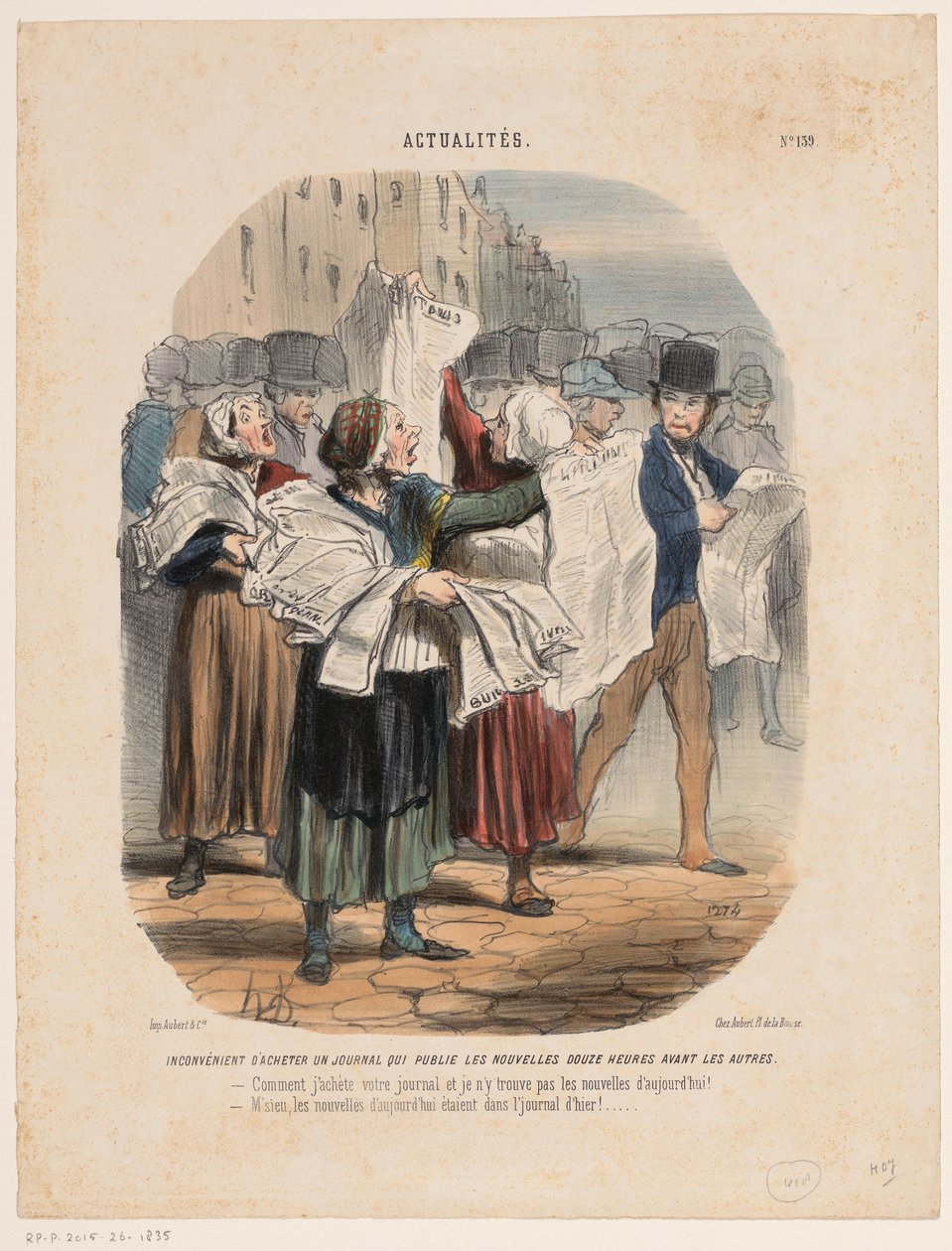 Újságárusok Aktuális események (sorozat címe) Aktualitások (sorozat címe az objektumon) alkotó: Honoré Daumier