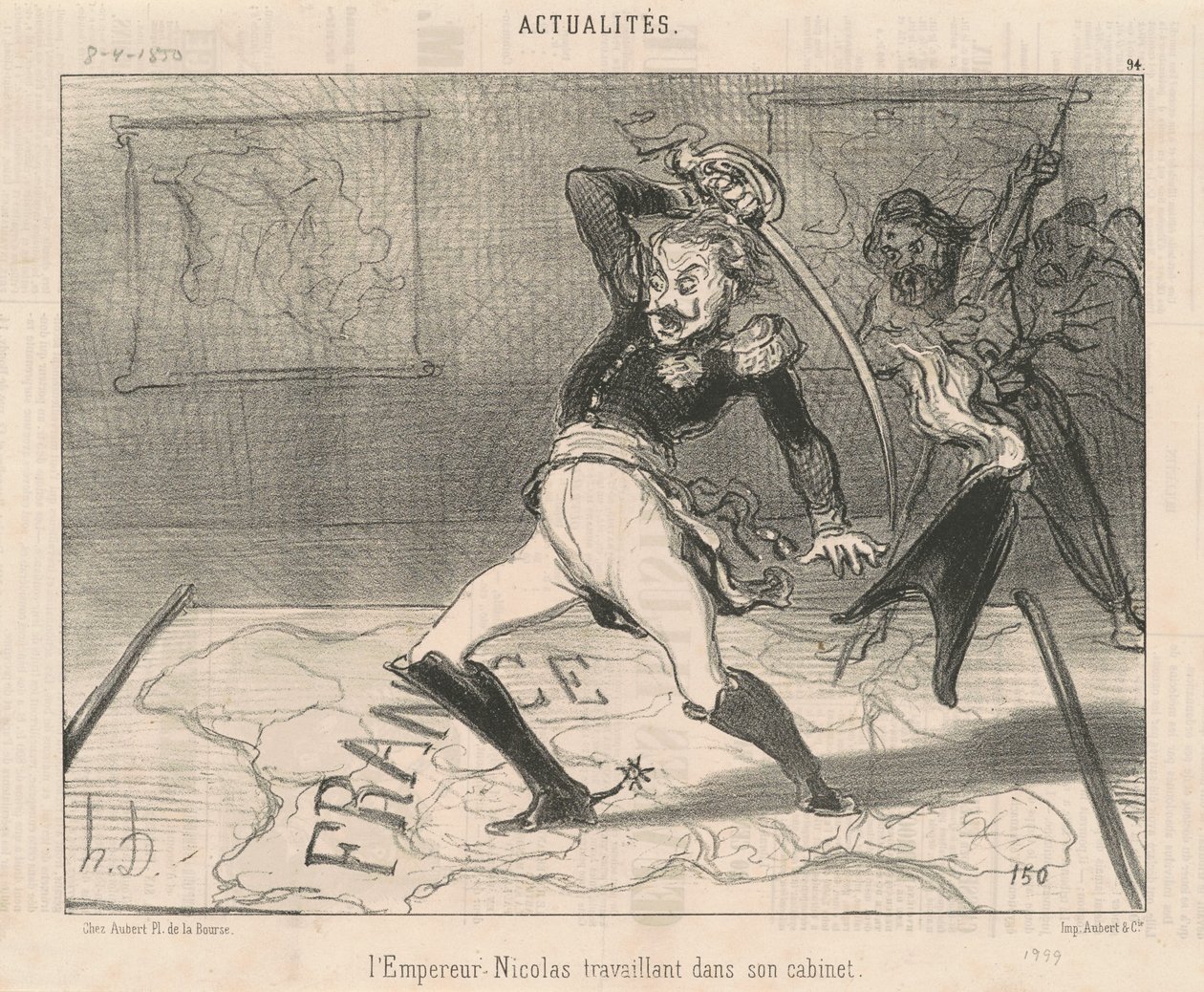 Miklós császár a dolgozószobájában dolgozik alkotó: Honoré Daumier