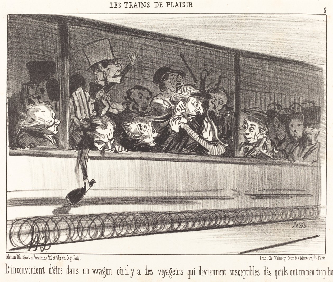 A vagonban való tartózkodás hátránya... alkotó: Honoré Daumier