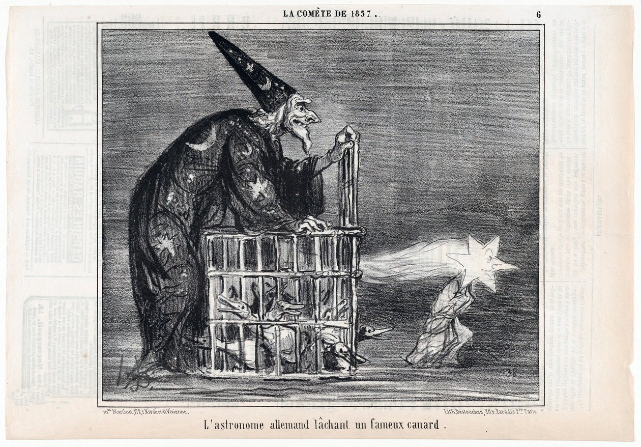 Az 1857-es üstökös, A német csillagász egy híres kacsát enged el a Le Charivari kocsmából. 1858. alkotó: Honoré Daumier
