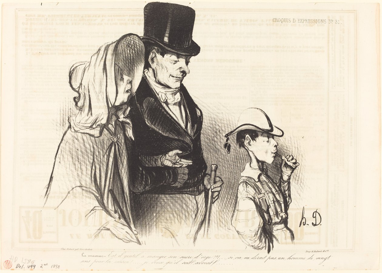 Az anyuka – Jó enni az árpacukrát!... alkotó: Honoré Daumier