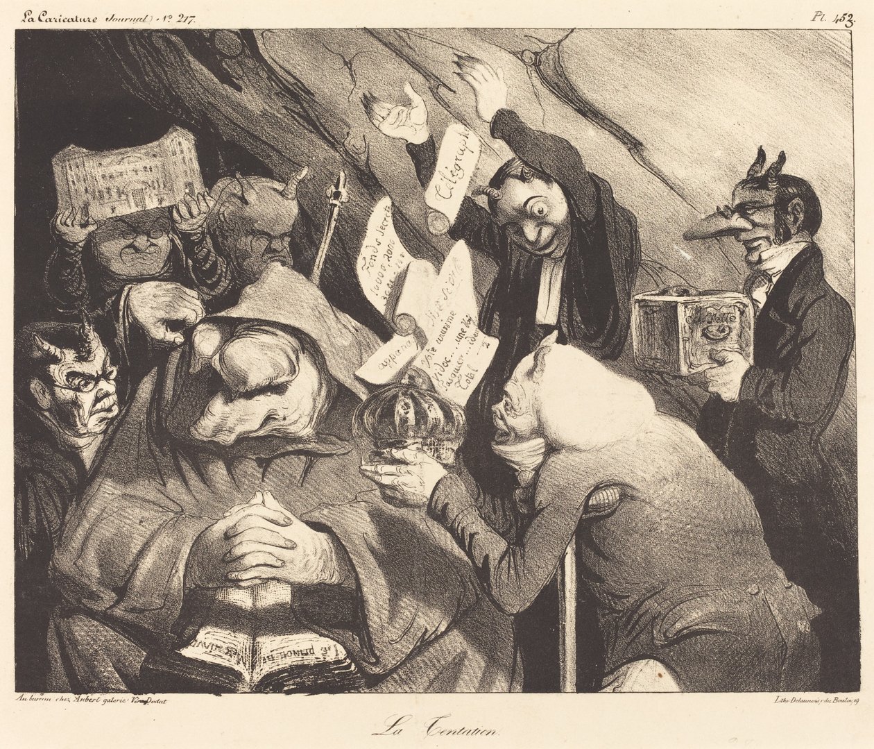 A kísértés, Teniers festményének paródiája alkotó: Honoré Daumier