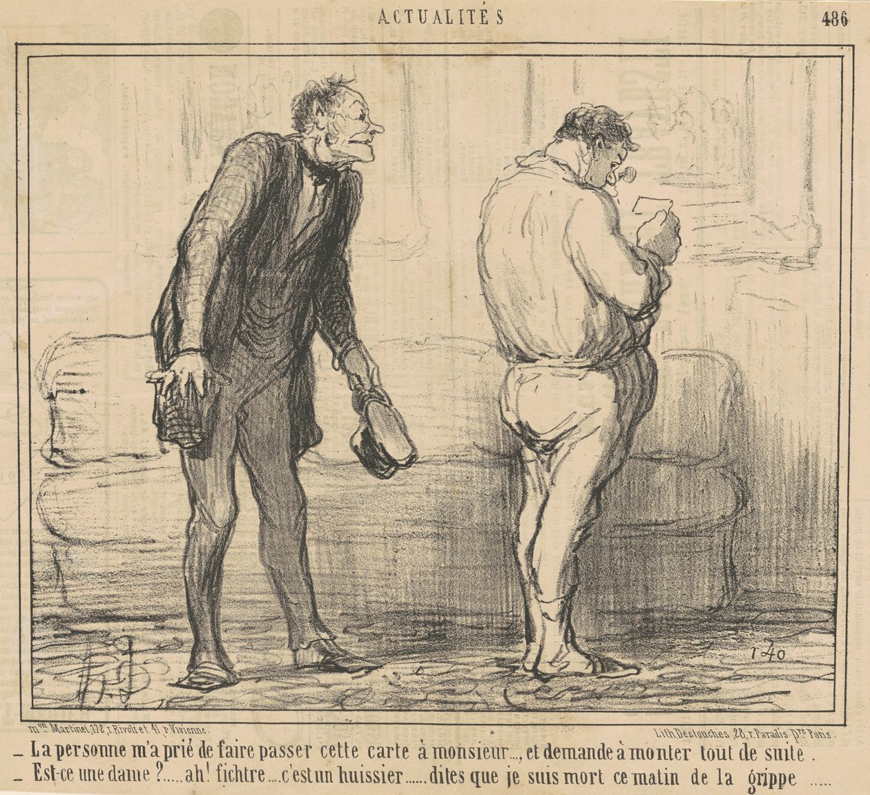 Az a személy... kéri, hogy azonnal jöjjön fel az emeletre... alkotó: Honoré Daumier