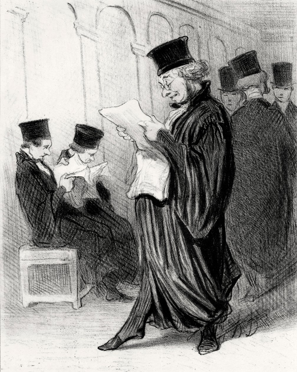 Chabotard ügyvéd, miközben egy jogi folyóiratban magáról szóló laudációt olvasott, 1846. alkotó: Honoré Daumier