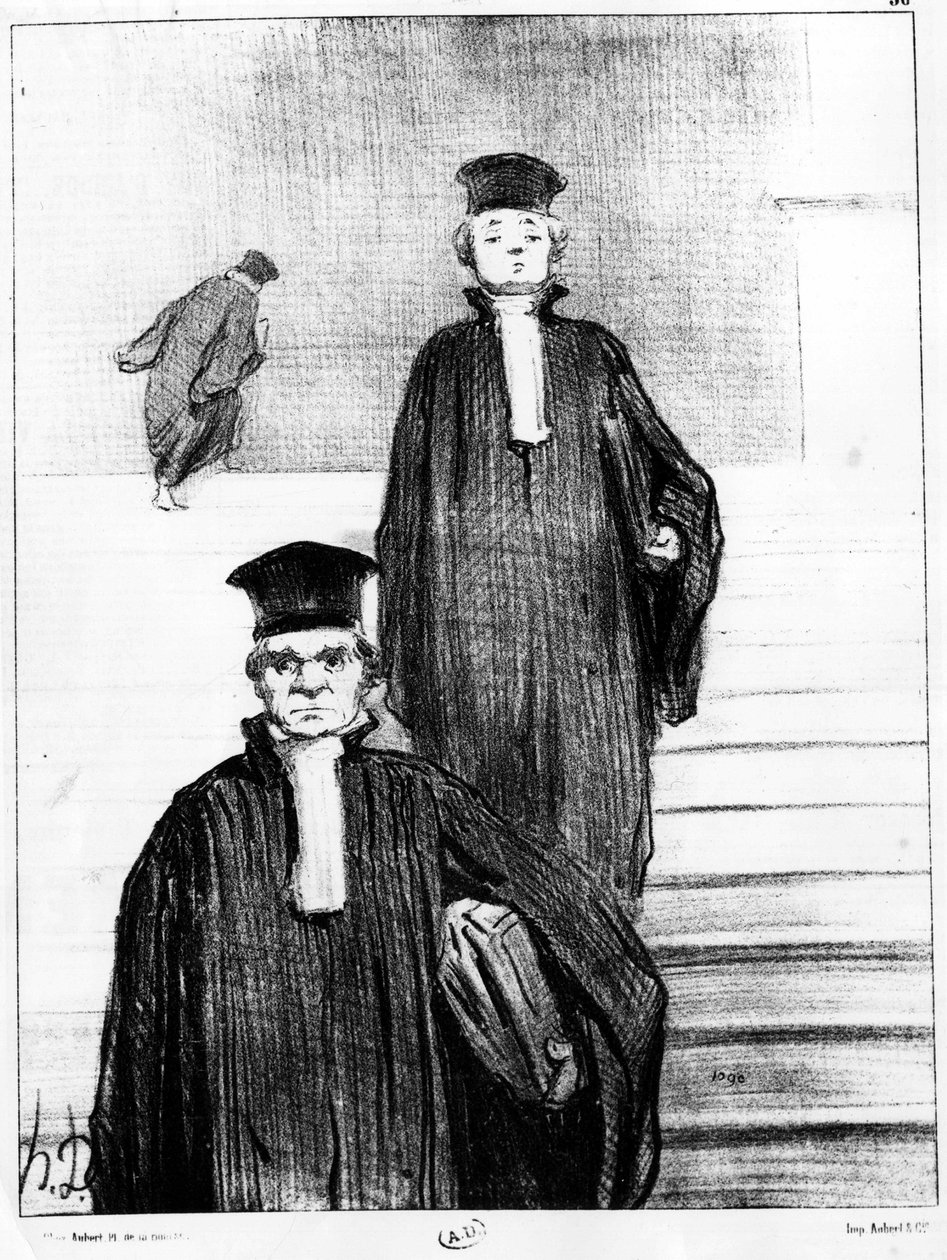 Ügyvédek, Honore Daumier (1808-1879) karikatúrája. „Charivari” alkotó: Honoré Daumier