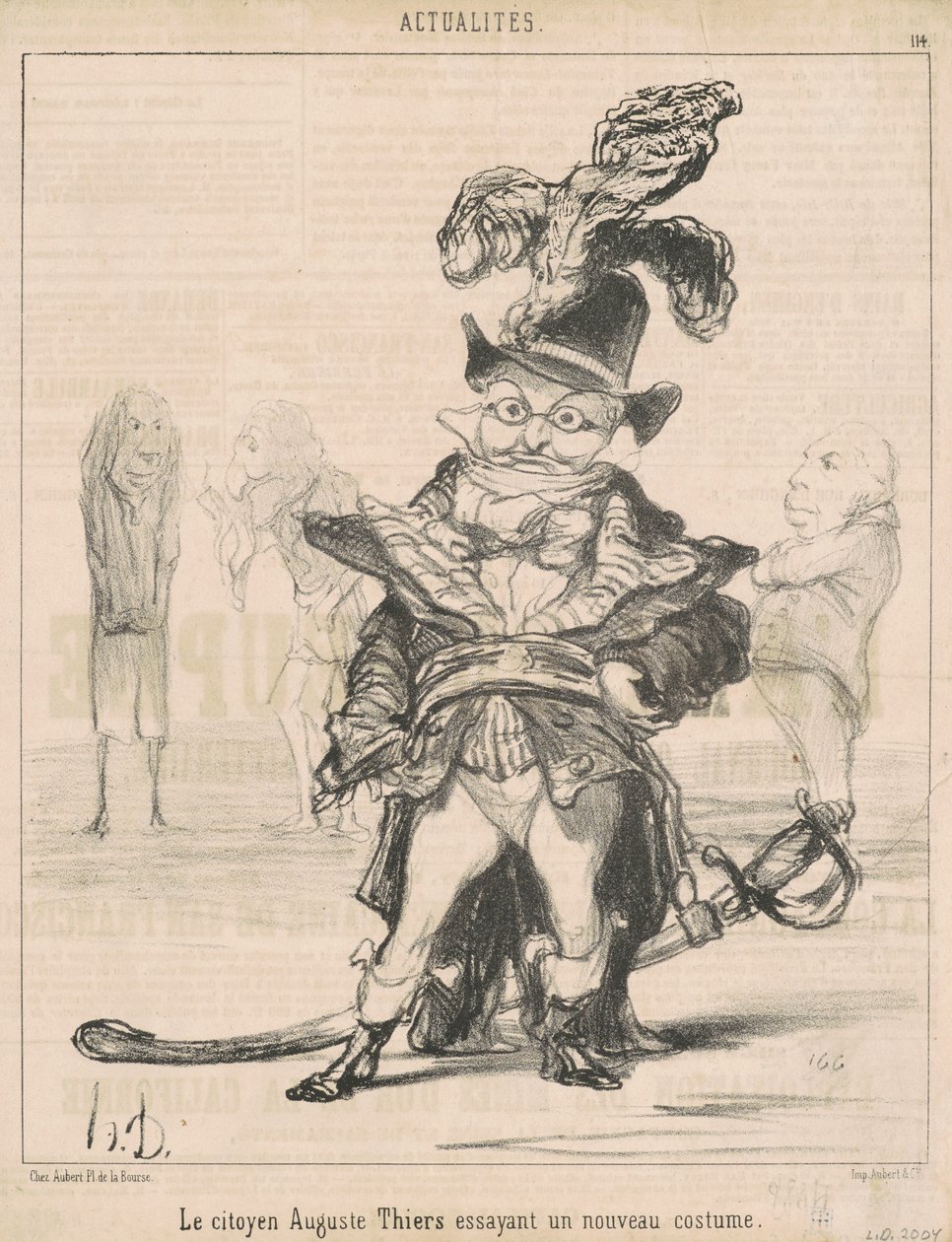 Le Citoyen... Thiers új jelmezt próbál fel alkotó: Honoré Daumier