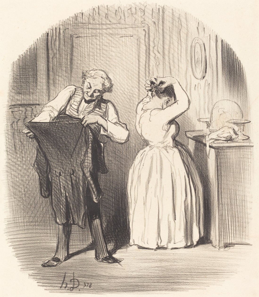Azon a napon, amikor az igazgatónál vacsorázunk... alkotó: Honoré Daumier