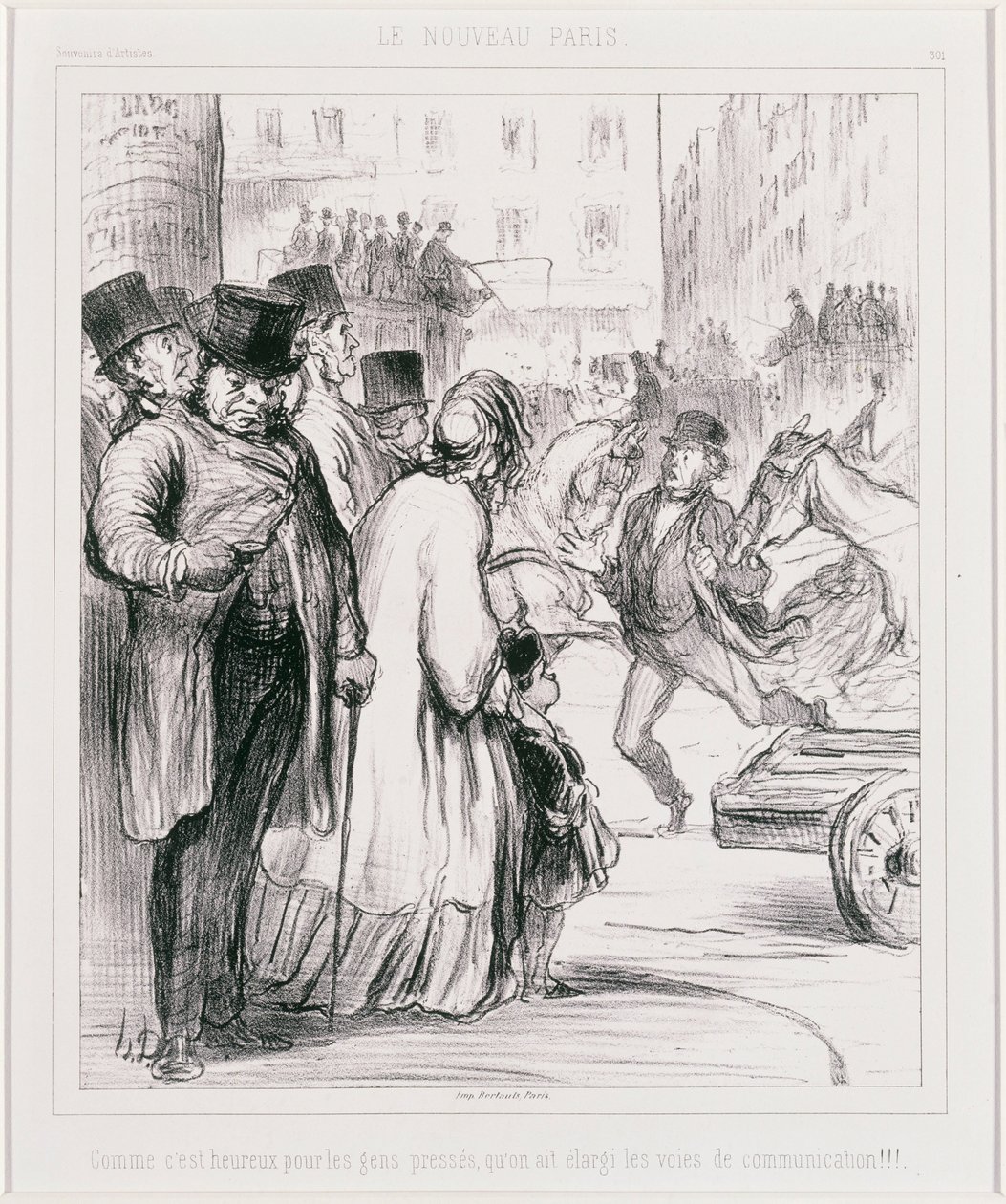 Le Nouveau Paris: Milyen szerencse a siető embereknek, hogy kiszélesítették az utakat (Az Új Párizs) alkotó: Honoré Daumier