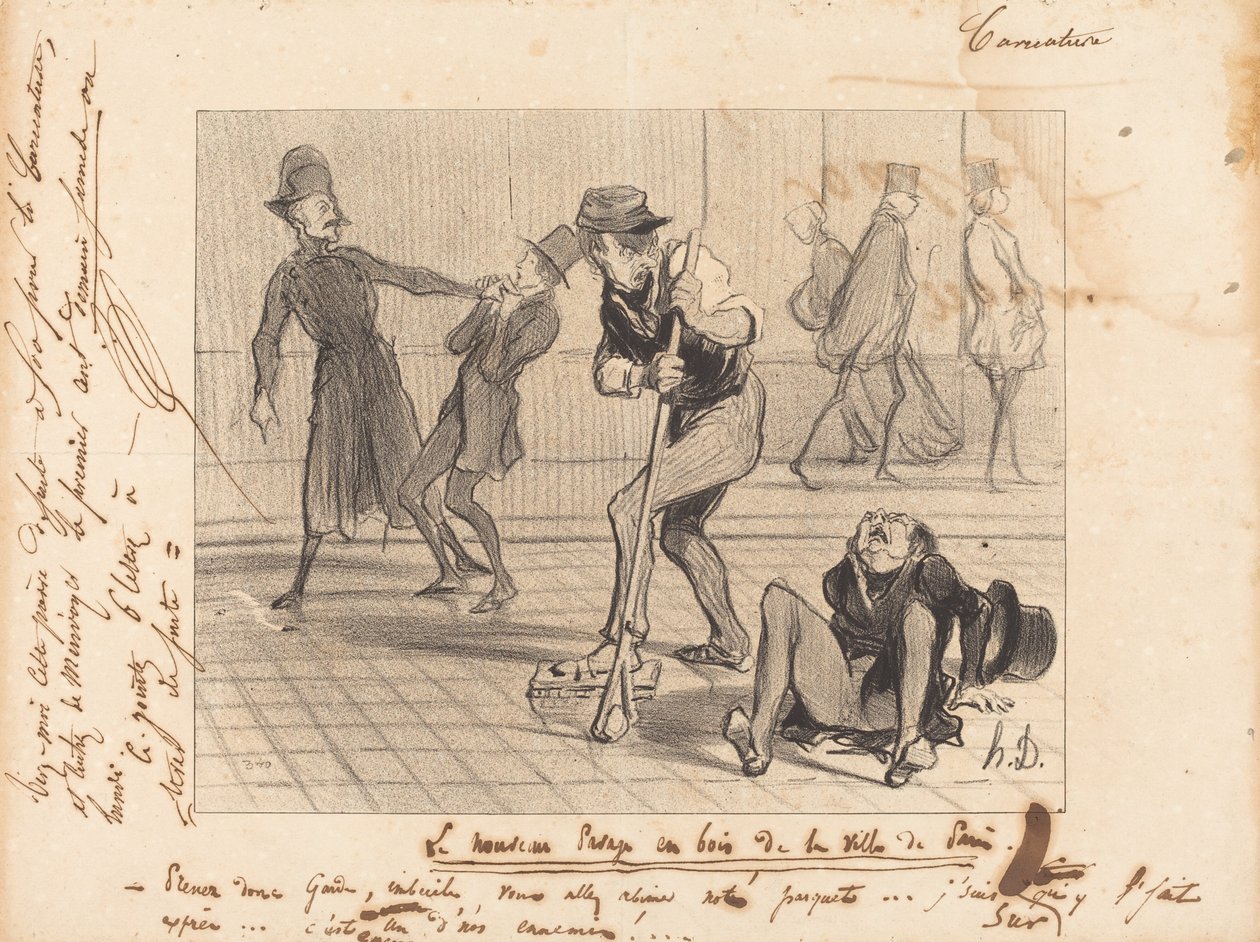 Az új faburkolat... Párizs alkotó: Honoré Daumier